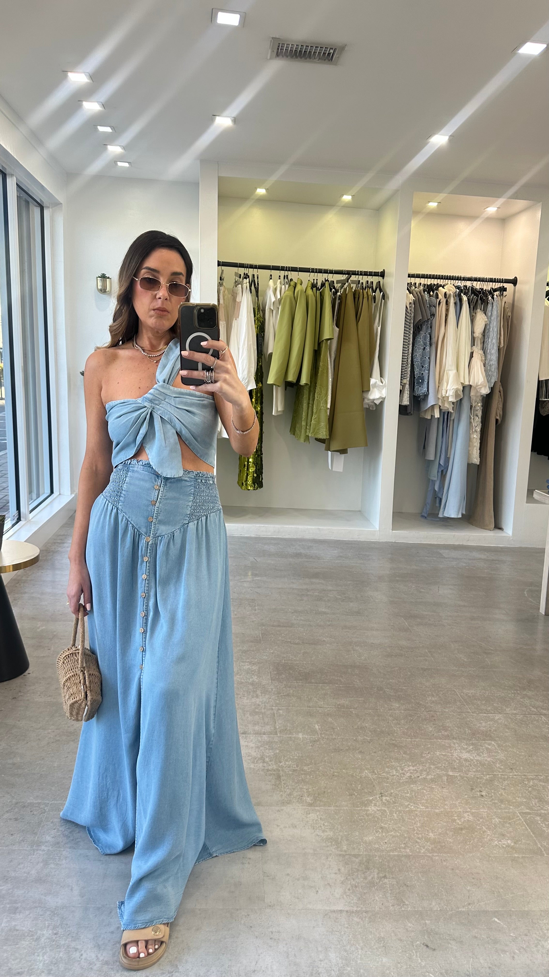 DENIM KNOT SKIRT SET