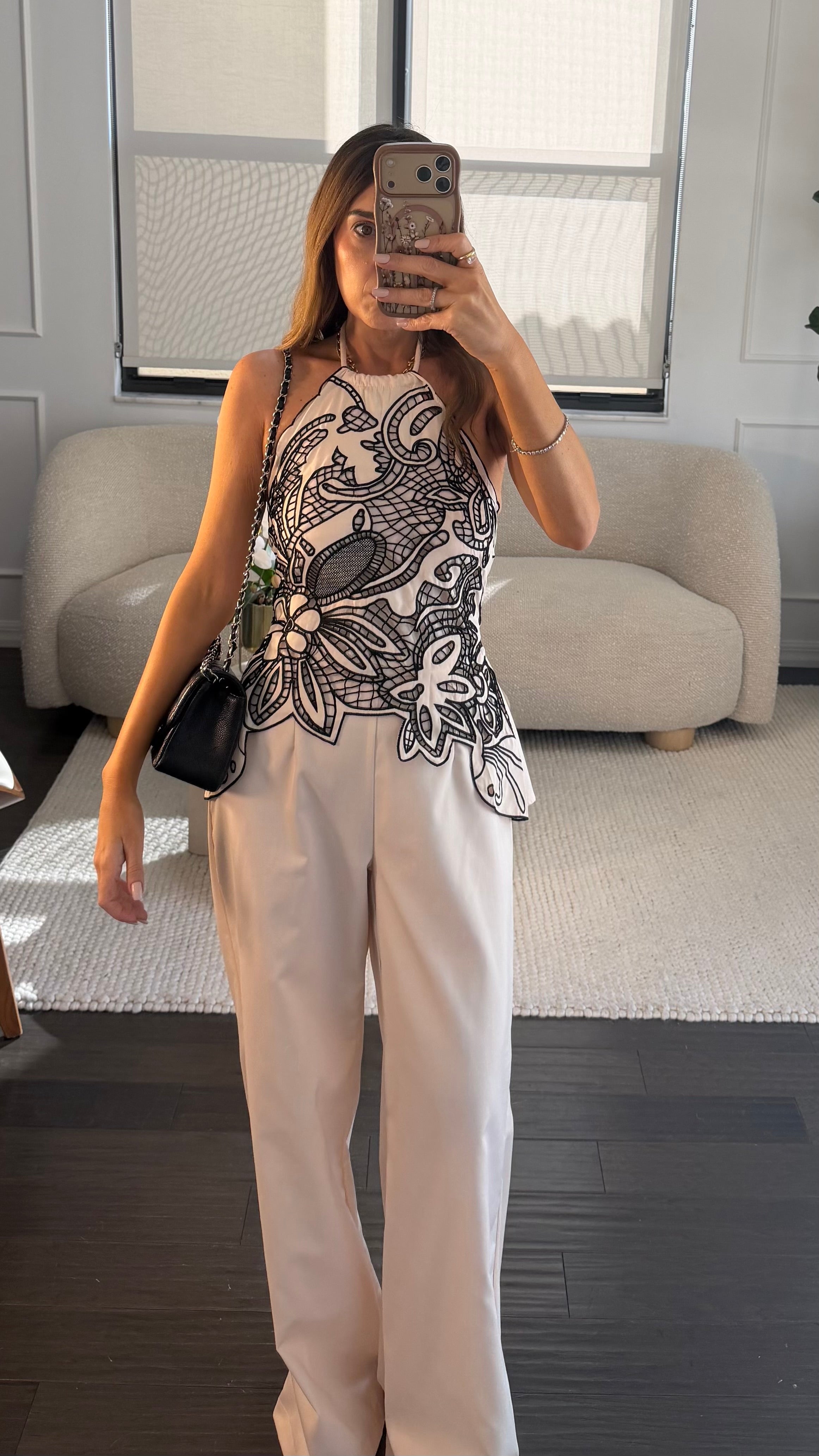 IVORY LACE OVERLAY PANT SET