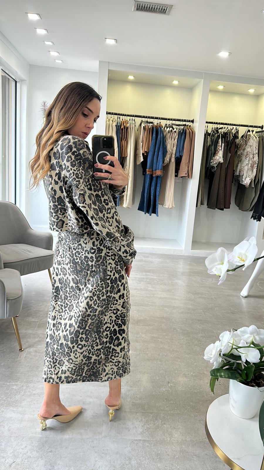 LEOPARD MIDI SKIRT