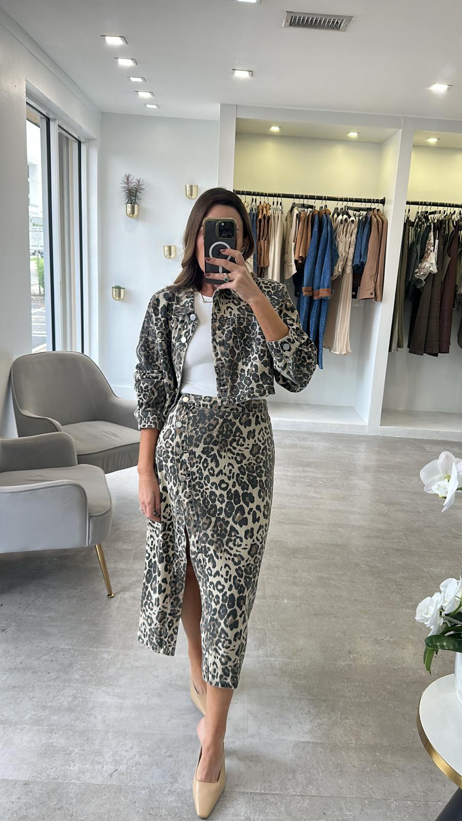 LEOPARD MIDI SKIRT