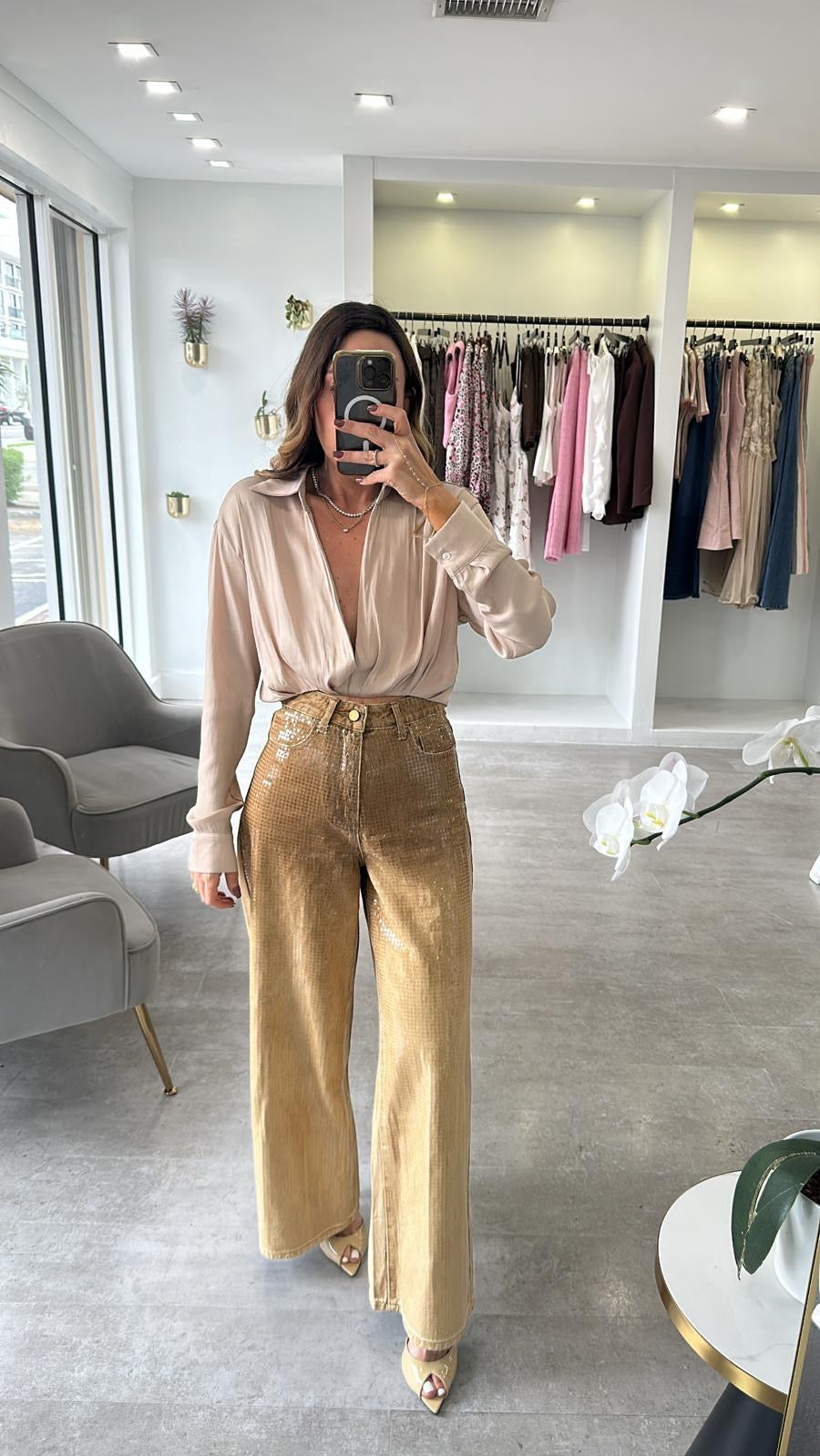 CHAMPAGNE DRAPPED TOP