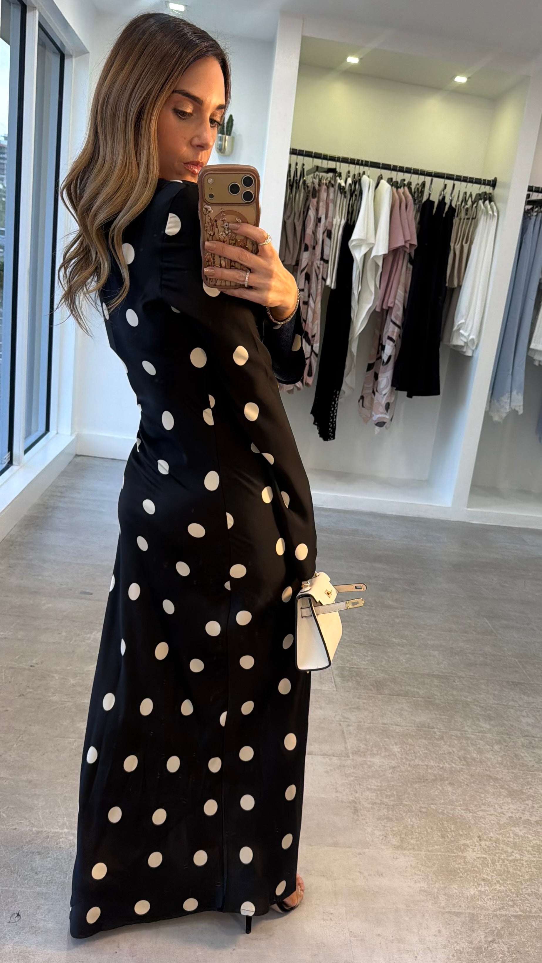 POLKA SLEEVE DRESS