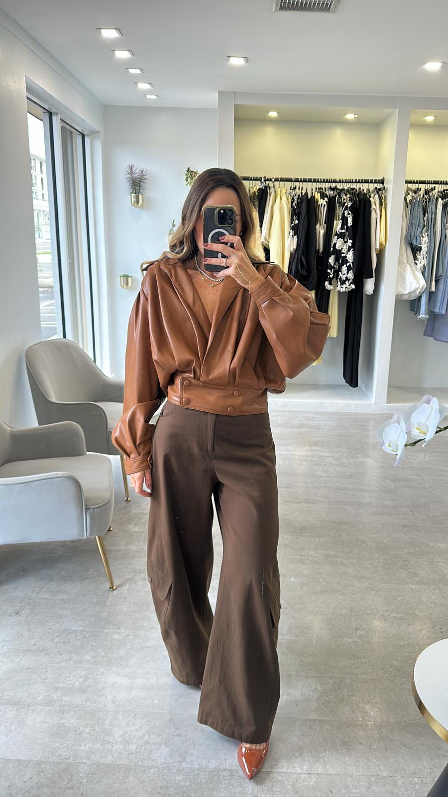 FAUX CAMEL LEATHER JACKET