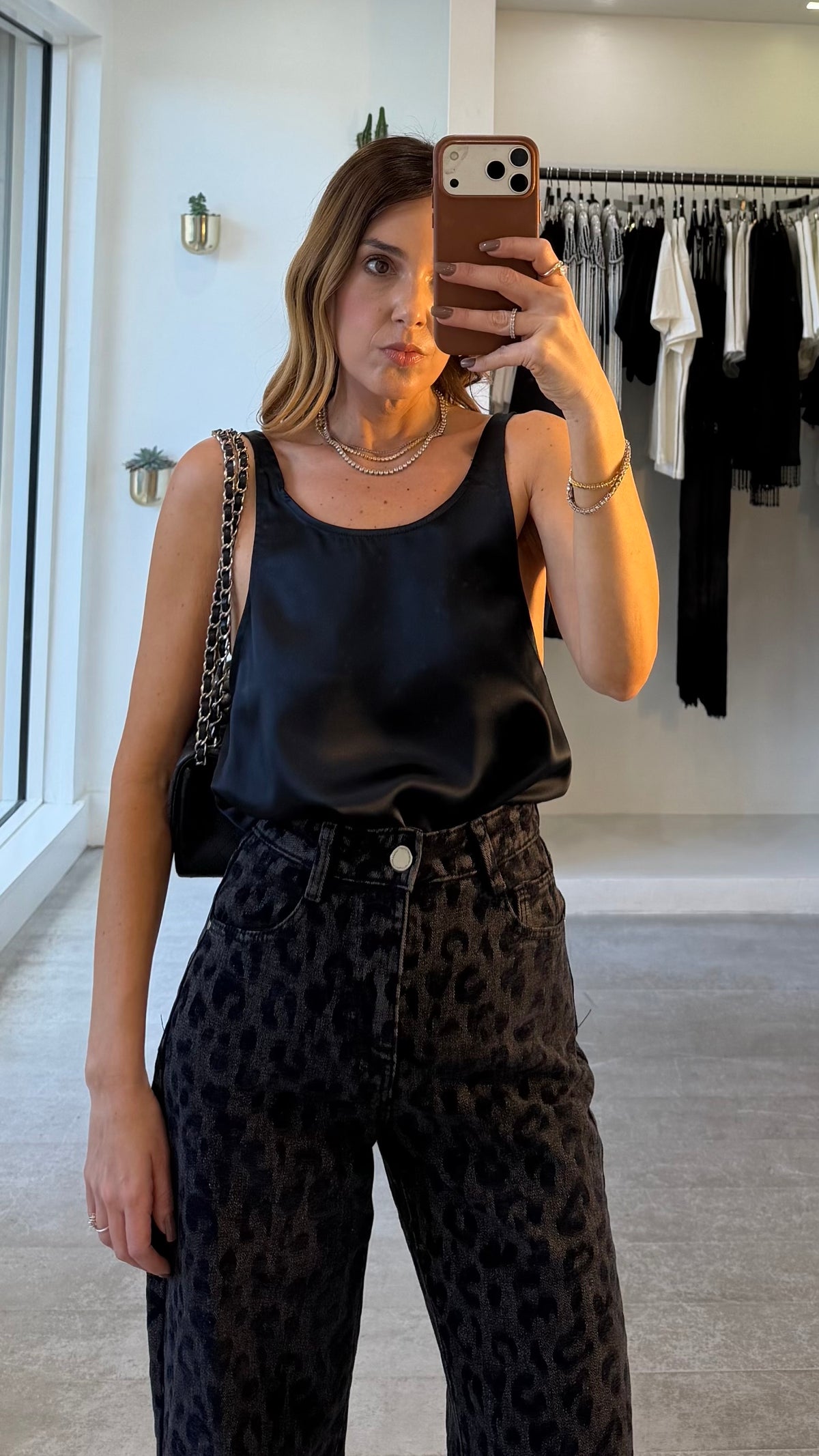 THE NAVY SILK TOP