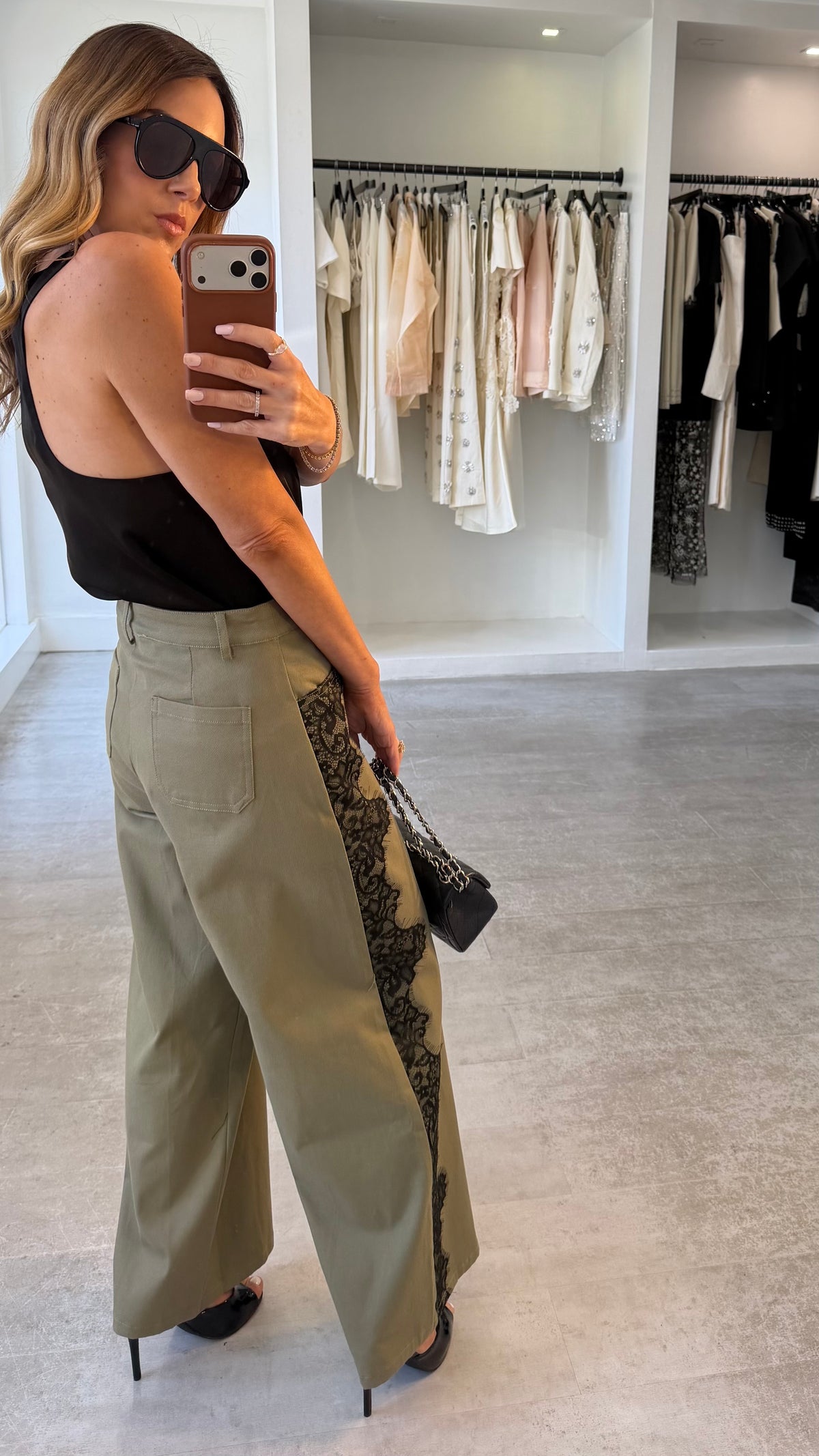 OLIVE LACE PANTS