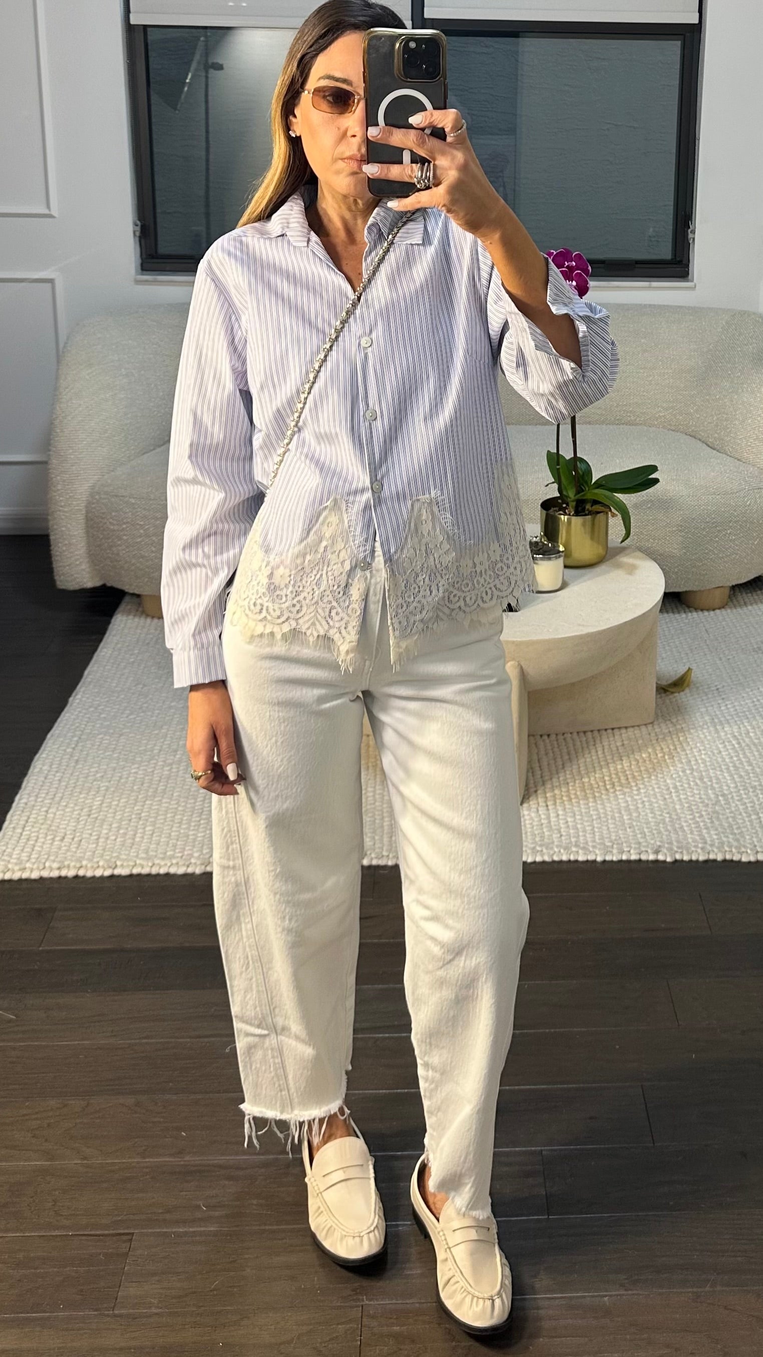 LIGHT STRIPES LACE BLOUSE