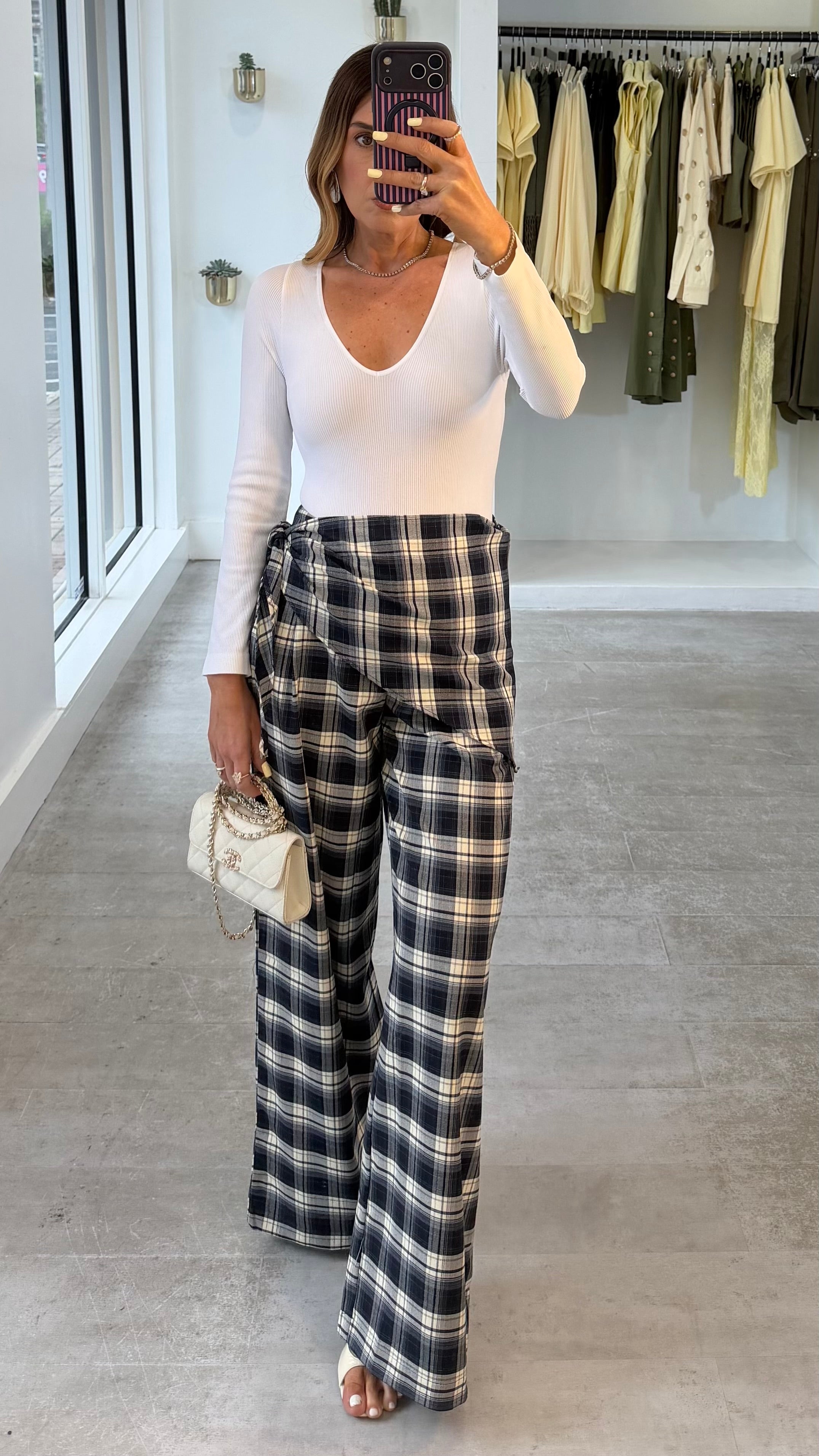 CHECK SCARF PANTS