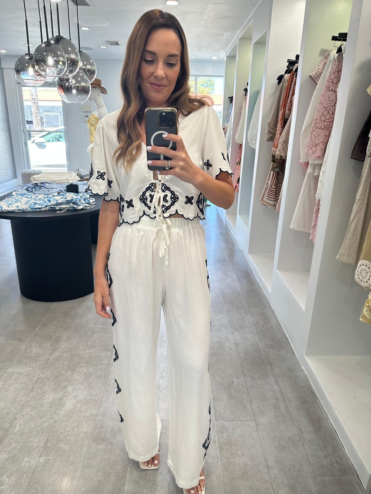 NAVY EMBROIDERED SET