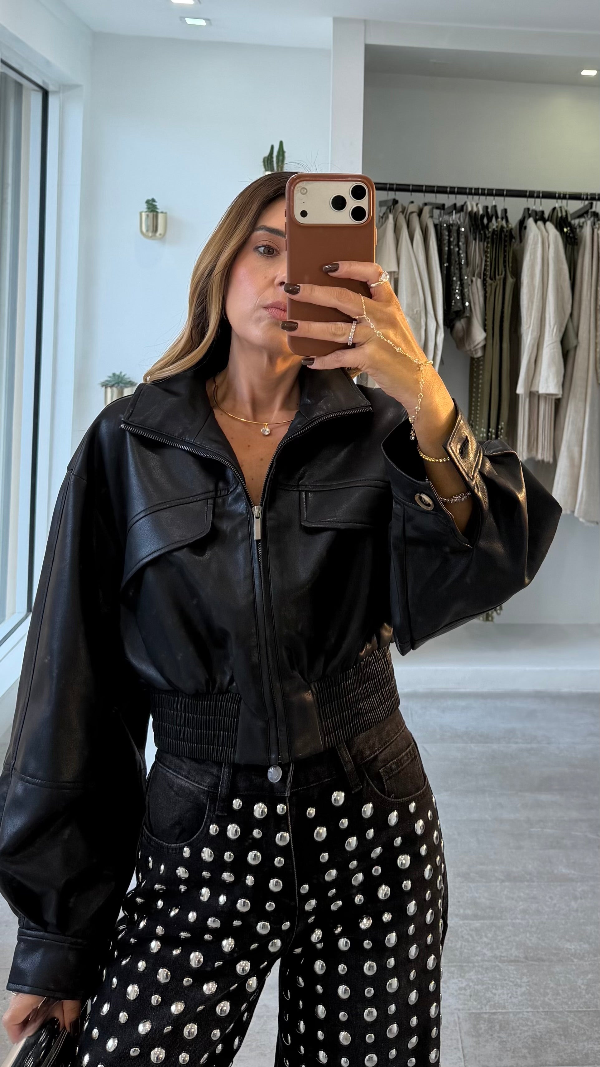 LUX BLACK VEGAN BOMBER