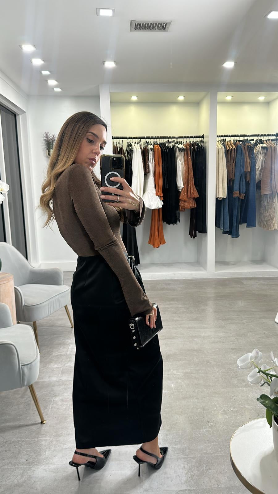 BROWN DRAPE MIDI