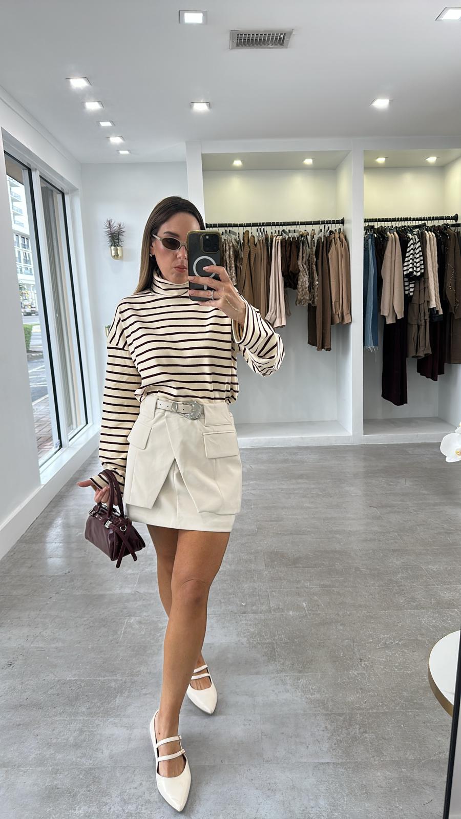 BURGY STRIPED COLLAR TOP