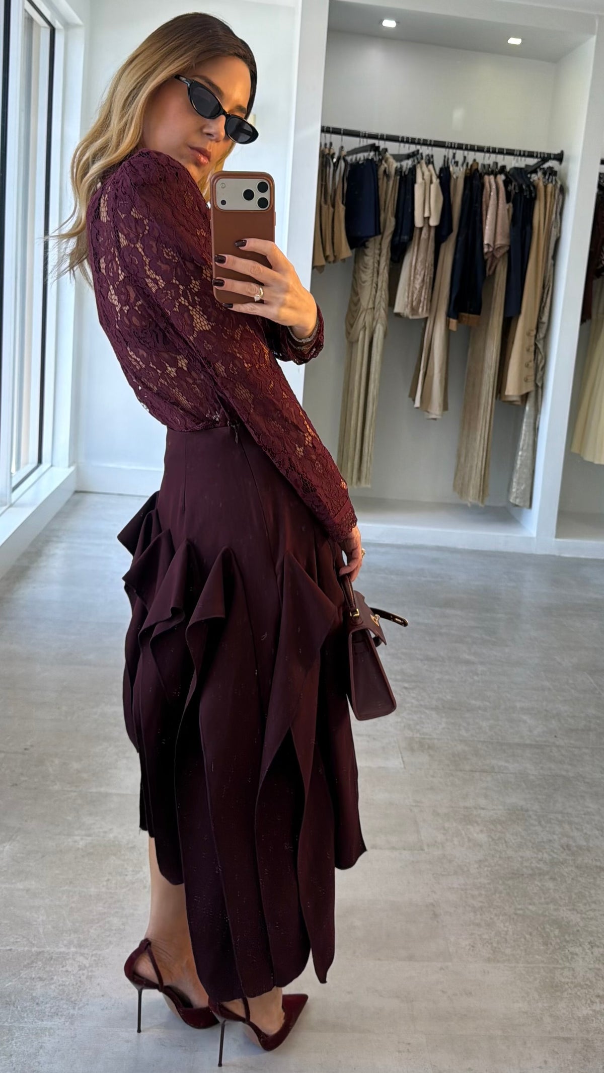 WINE LACE TOP