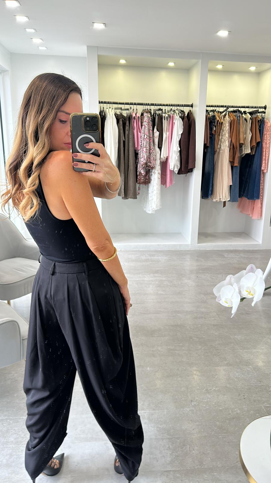 BLACK DRAPE TROUSERS