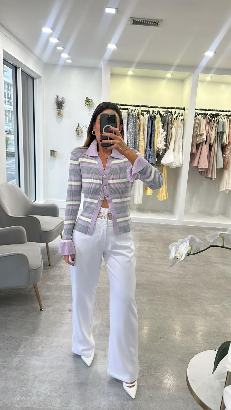PURPLE STRIPE SWEATER
