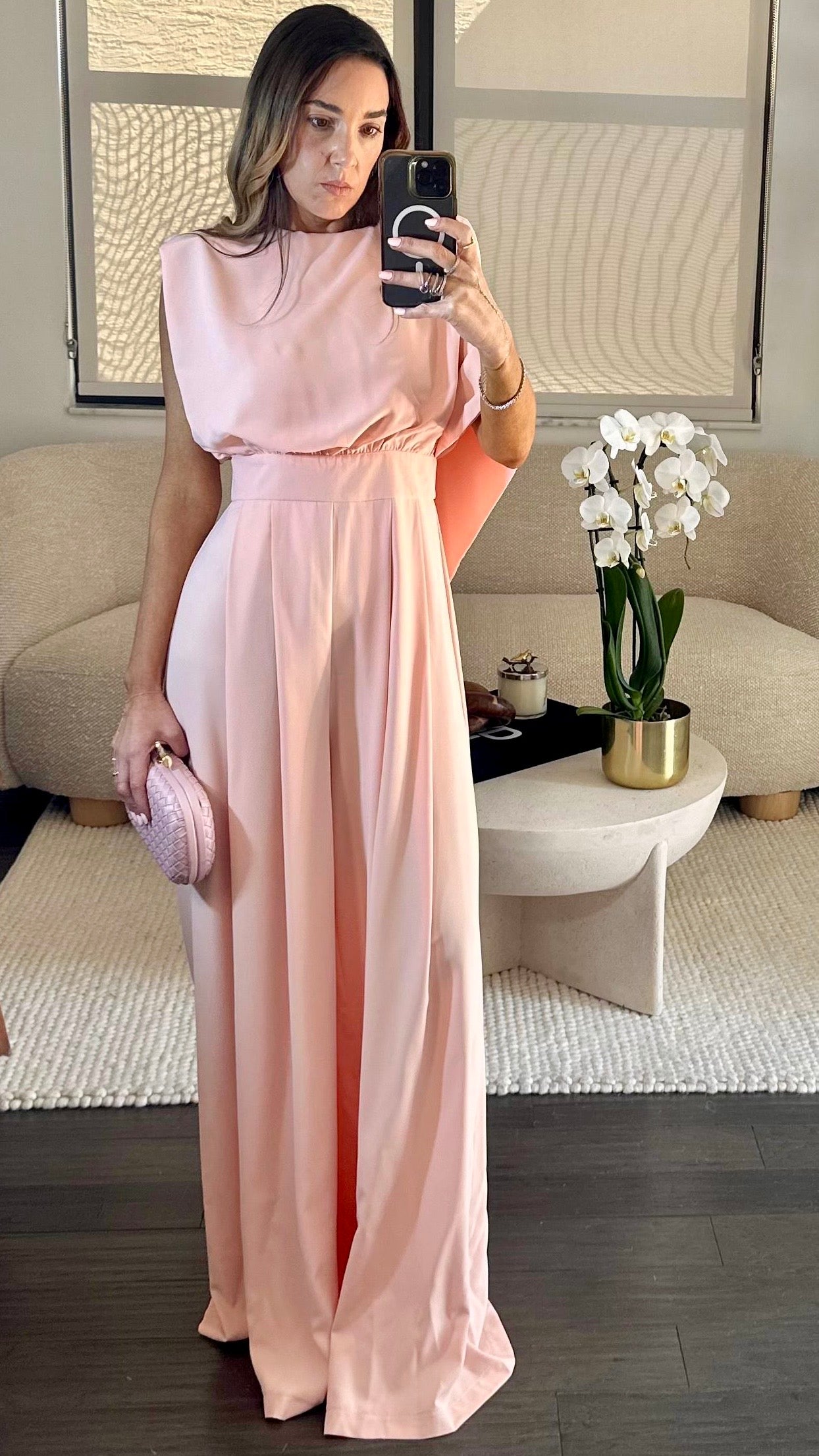 BLUSH CAPE JUMPSUIT