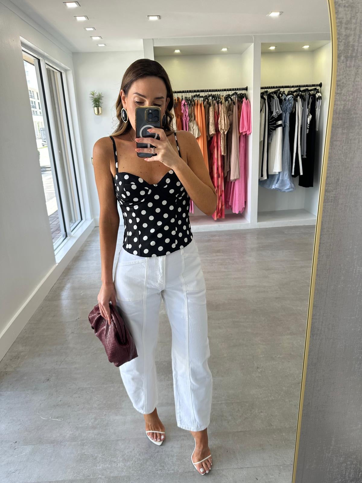 WHITE BARREL JEANS