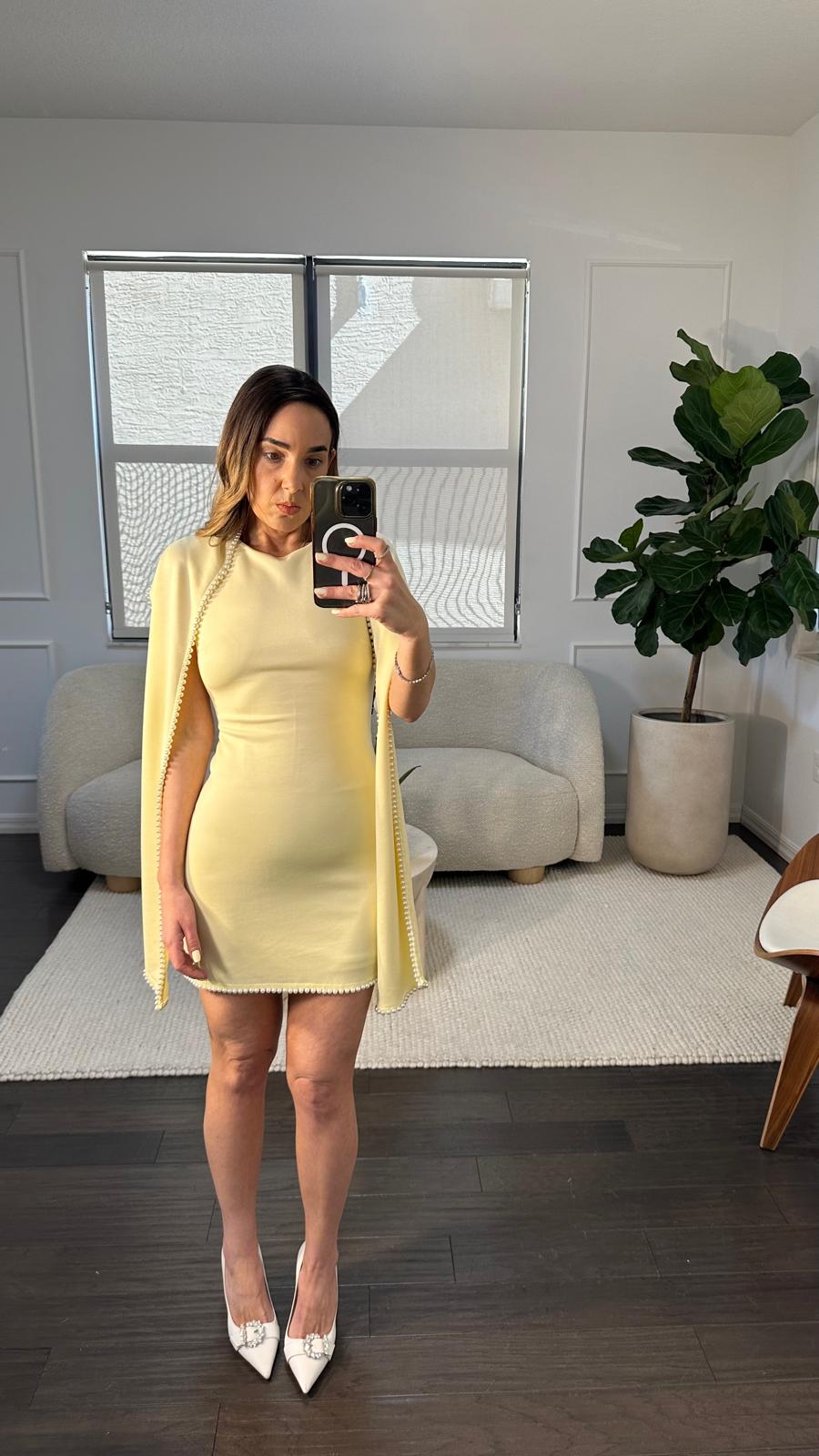 YELLOW CAPE DRESS