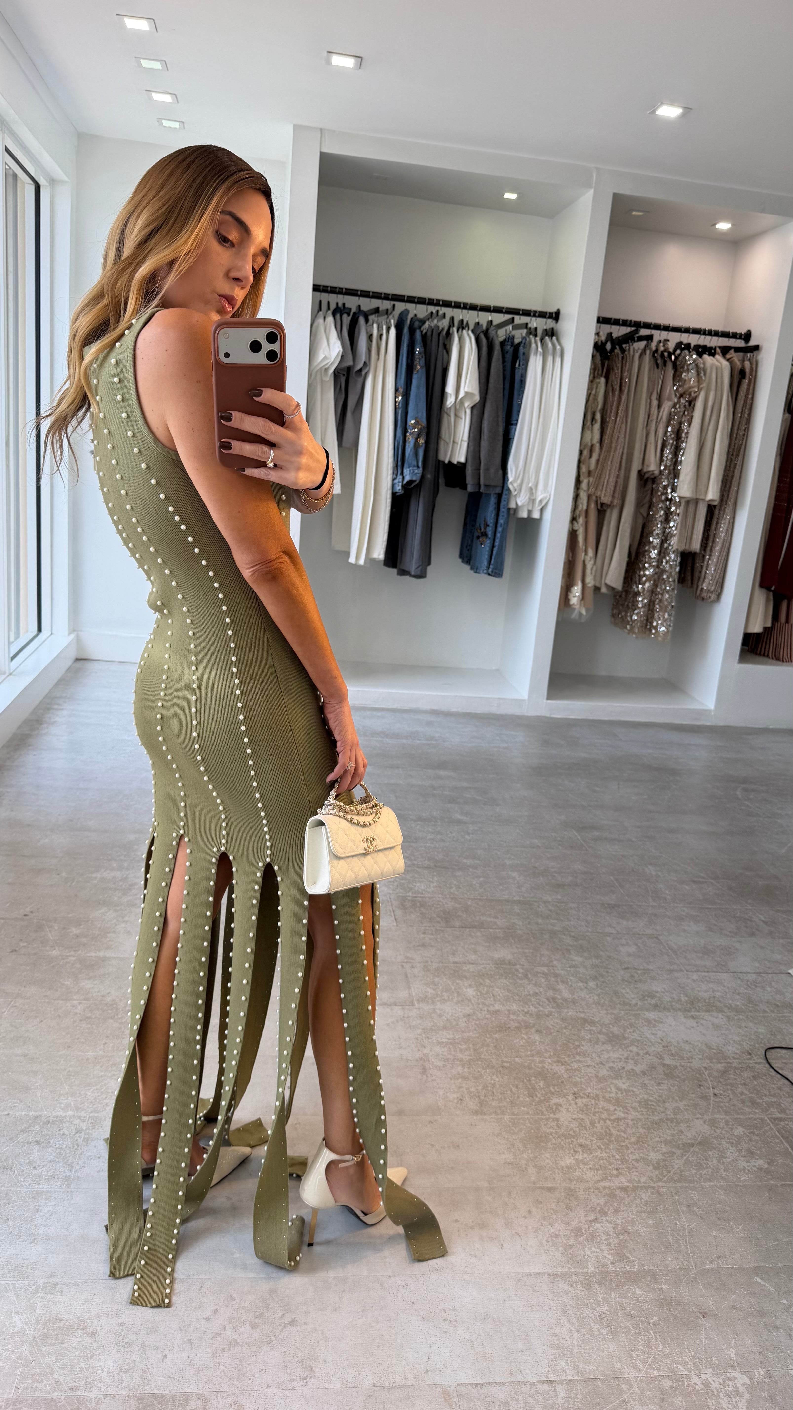 OLIVE DRIP DRESS
