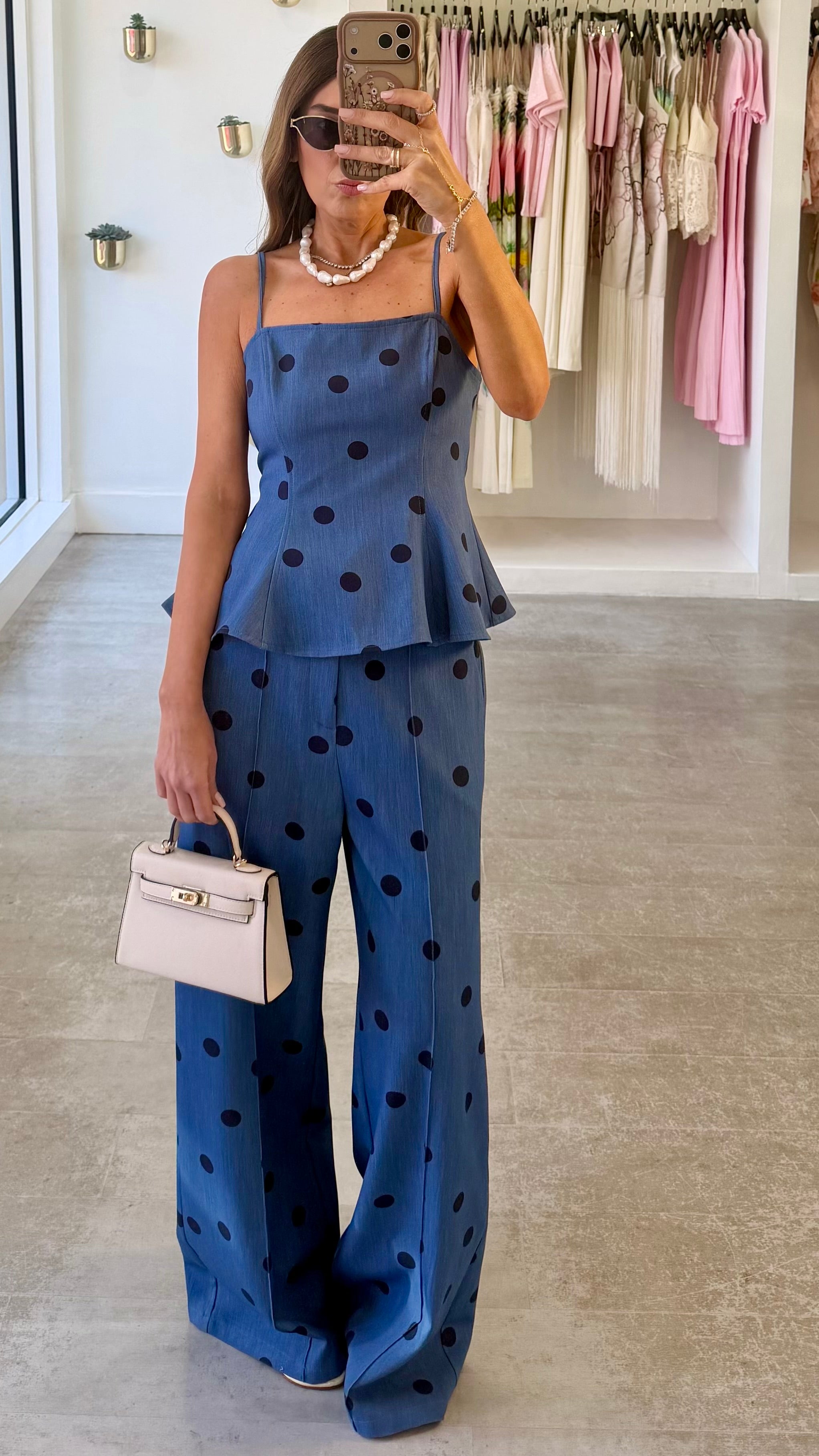 BLUE POLKA PANT SET