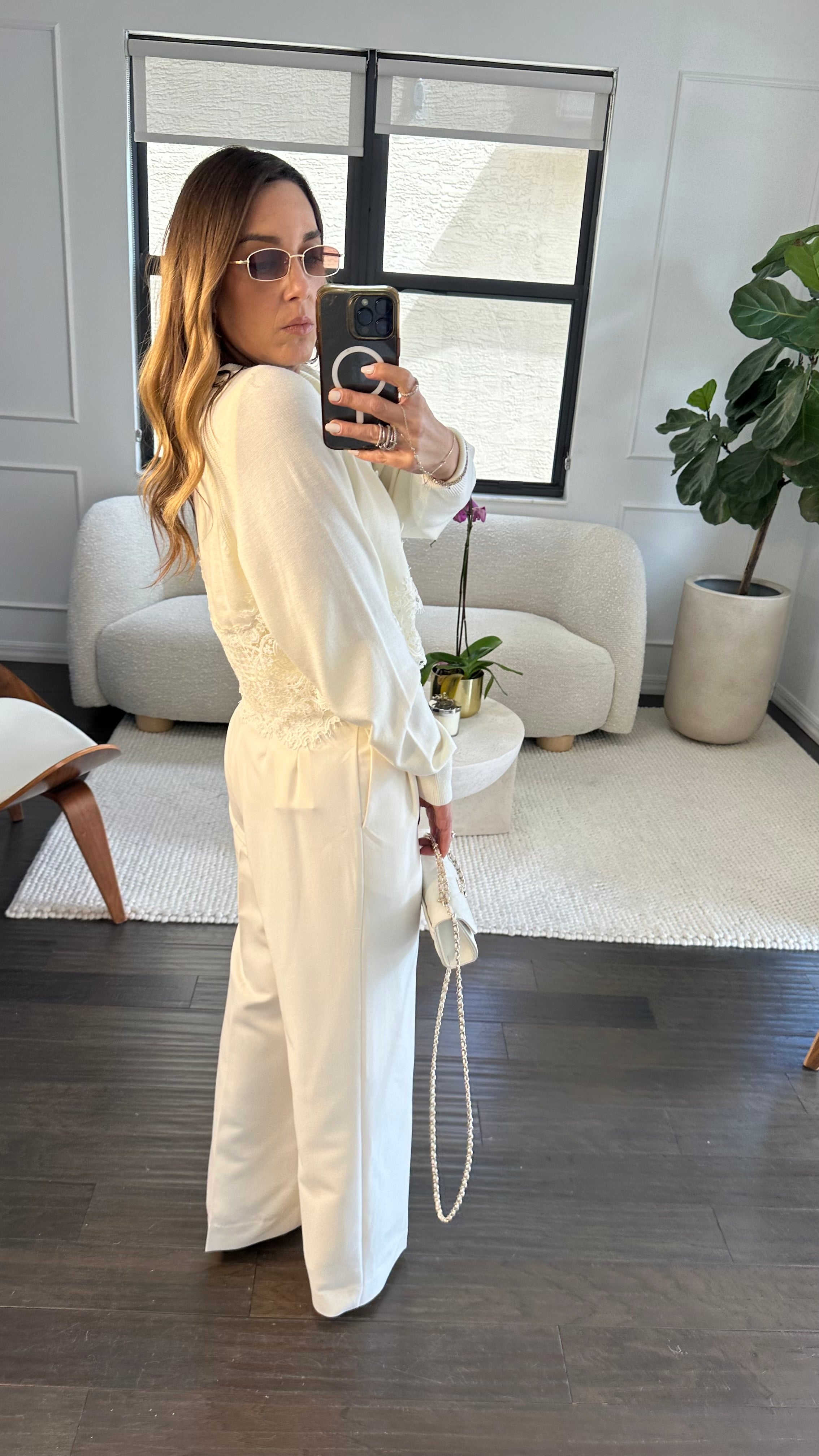 EGGSHELL CROSSOVER TROUSERS