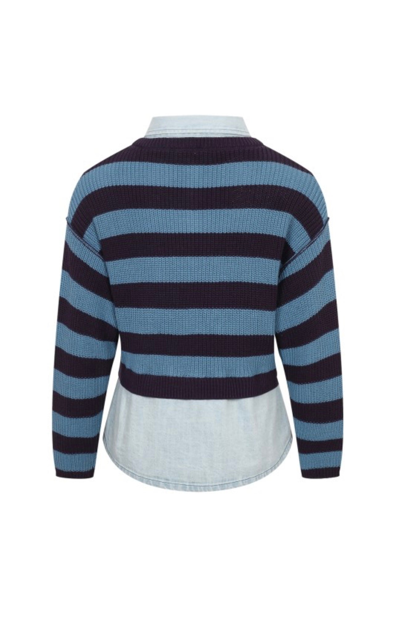 BLUE STRIPE DENIM SWEATER