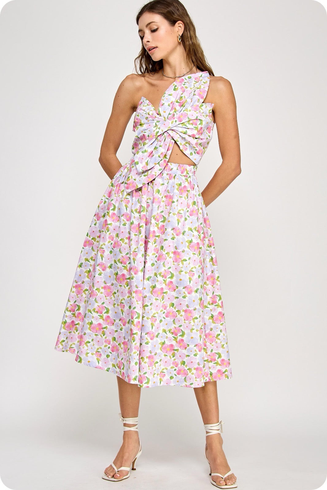 Flower detail midi dress