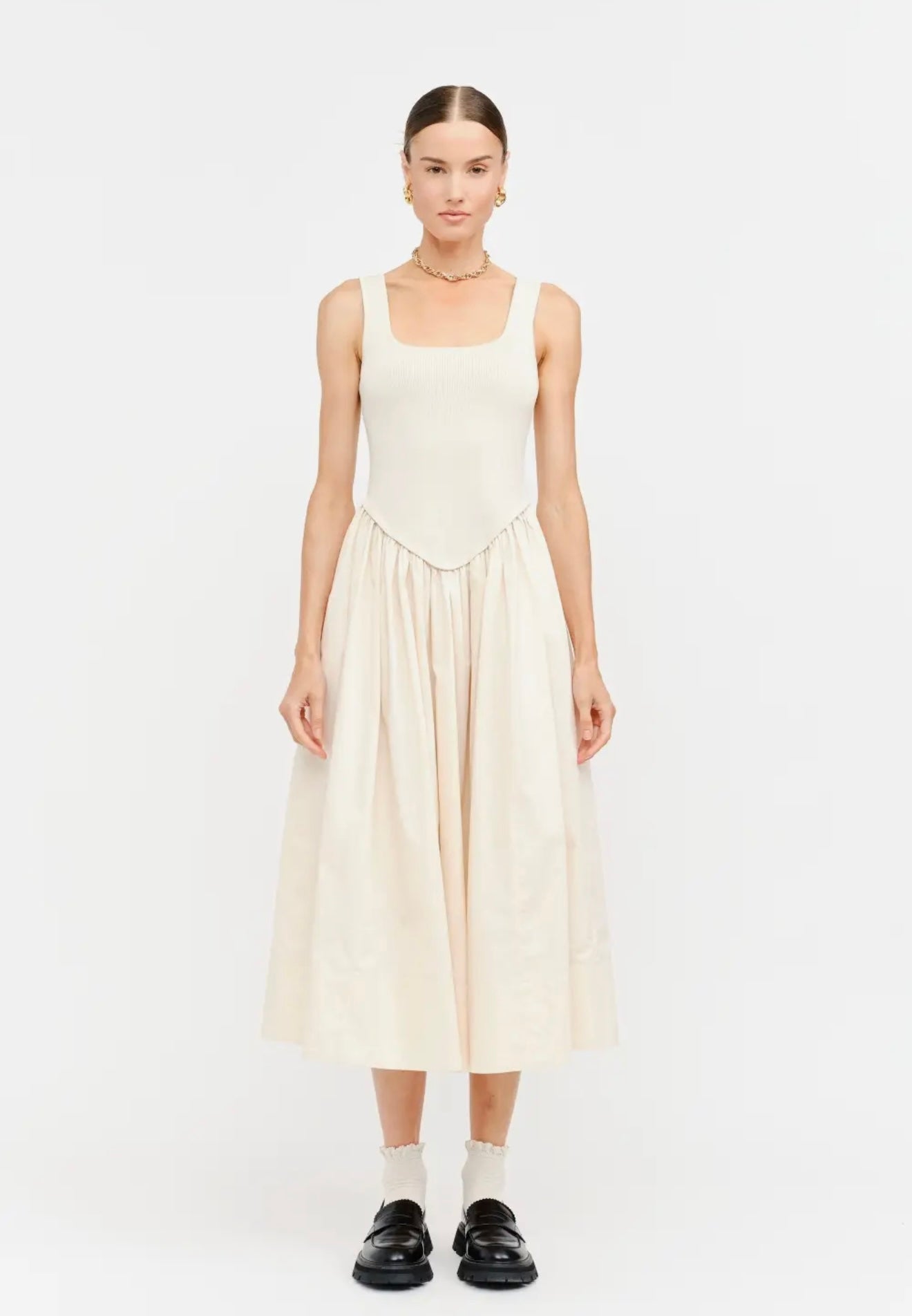Beige knit dress