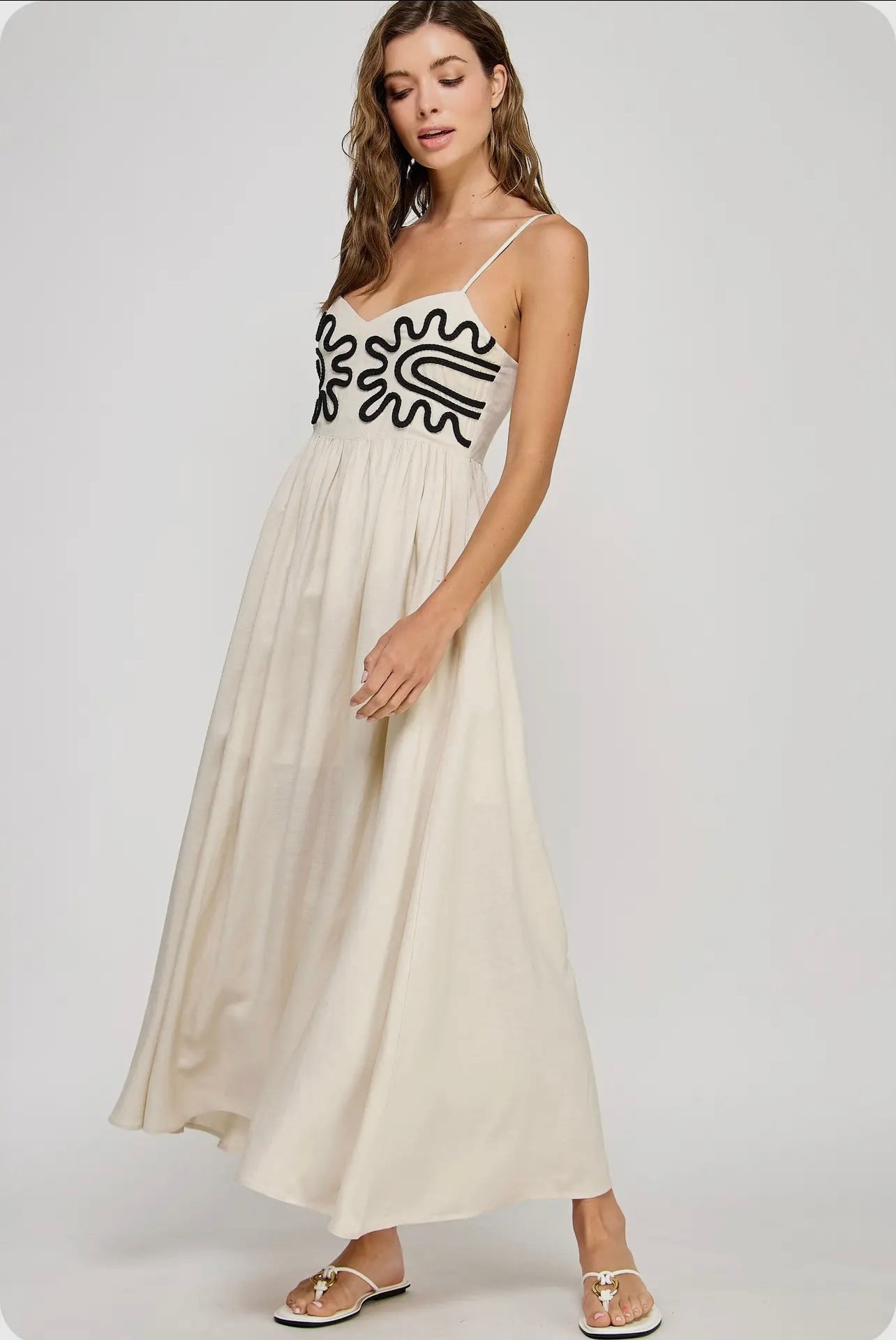 Linen beige dress