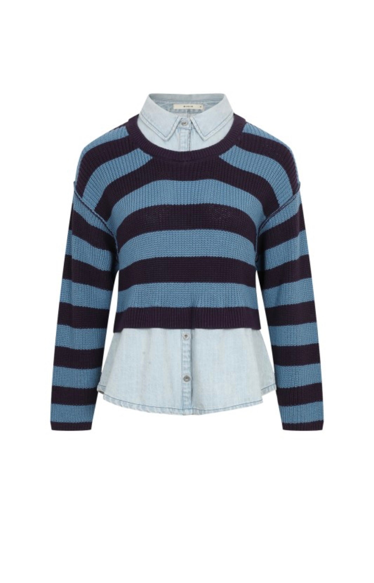 BLUE STRIPE DENIM SWEATER
