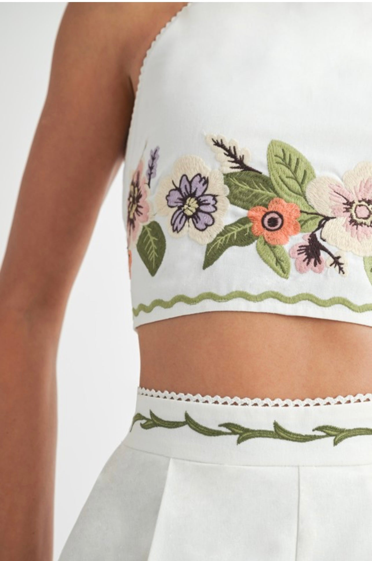 EMBROIDERY FLOWER SHORT SET