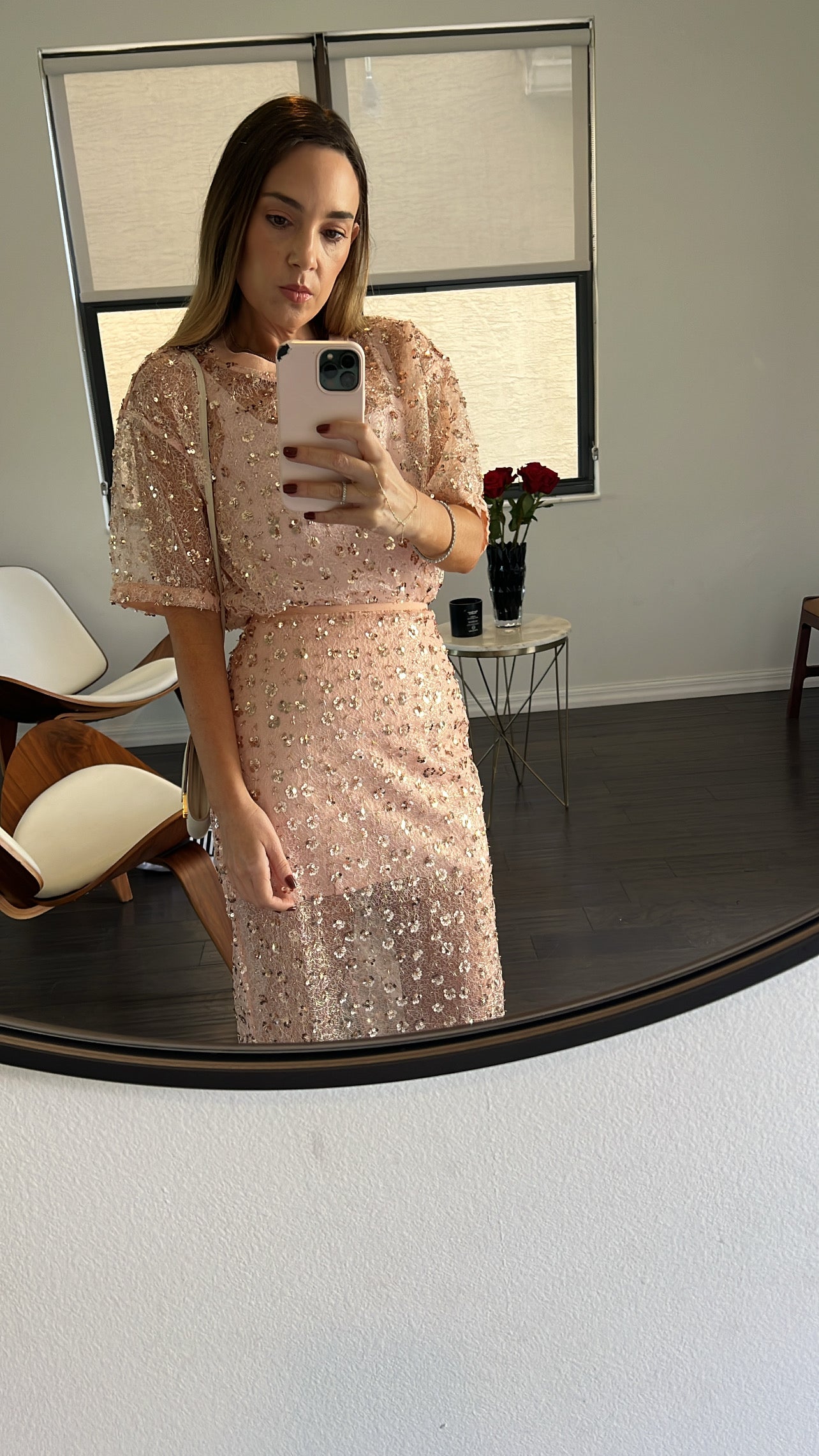 Shiny slate set in rose