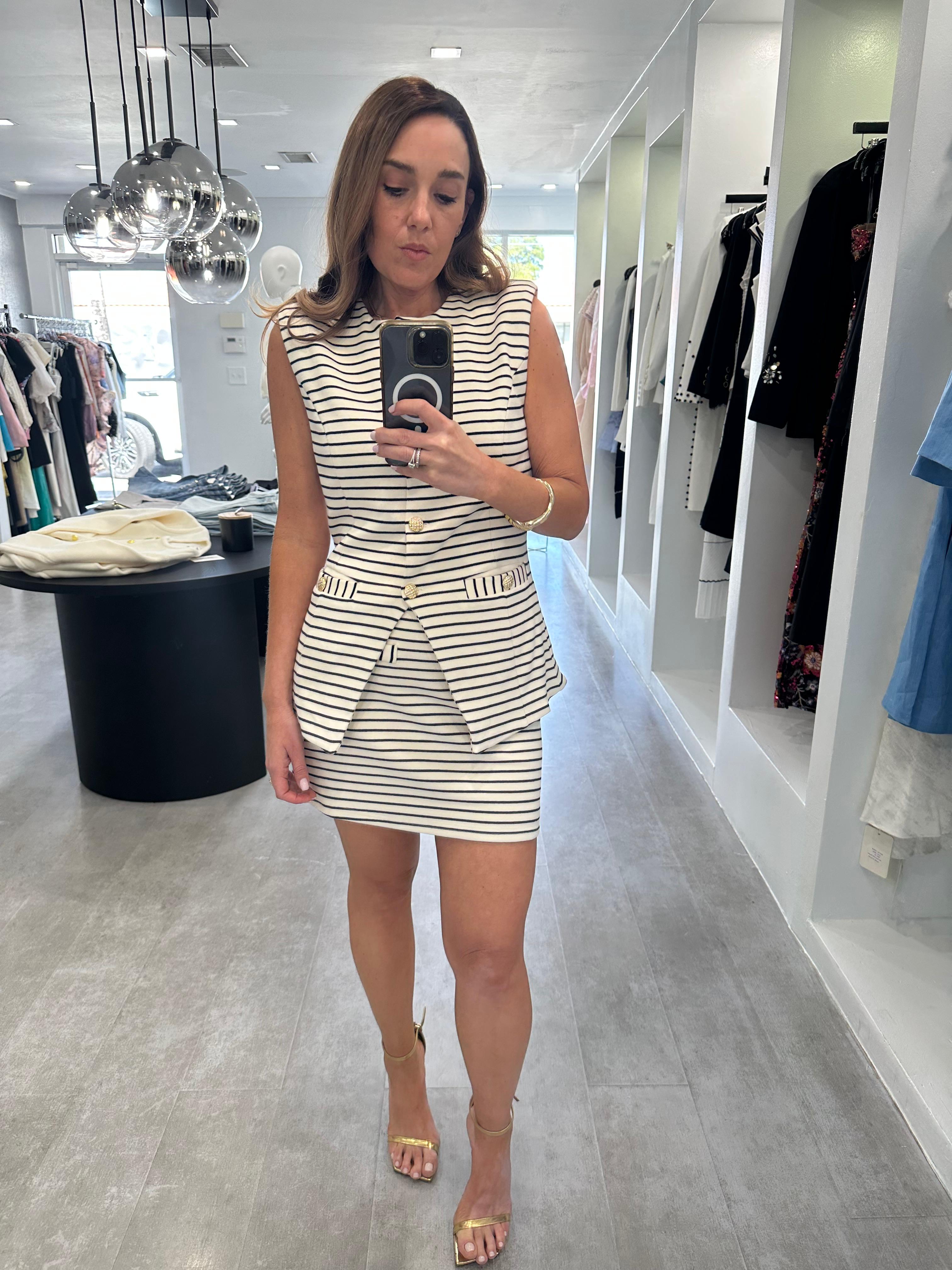 Stripe gold vest mini set