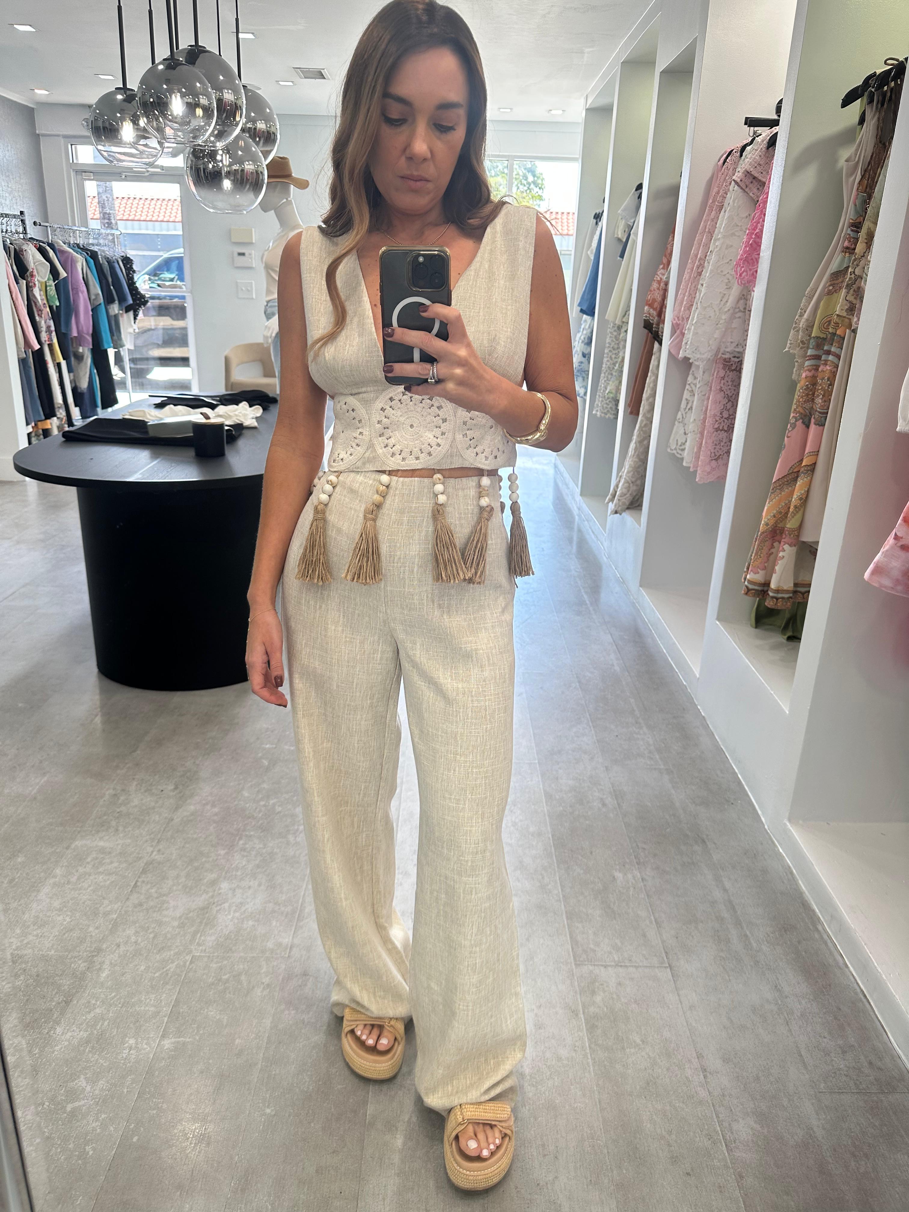 Boho tassel linen set