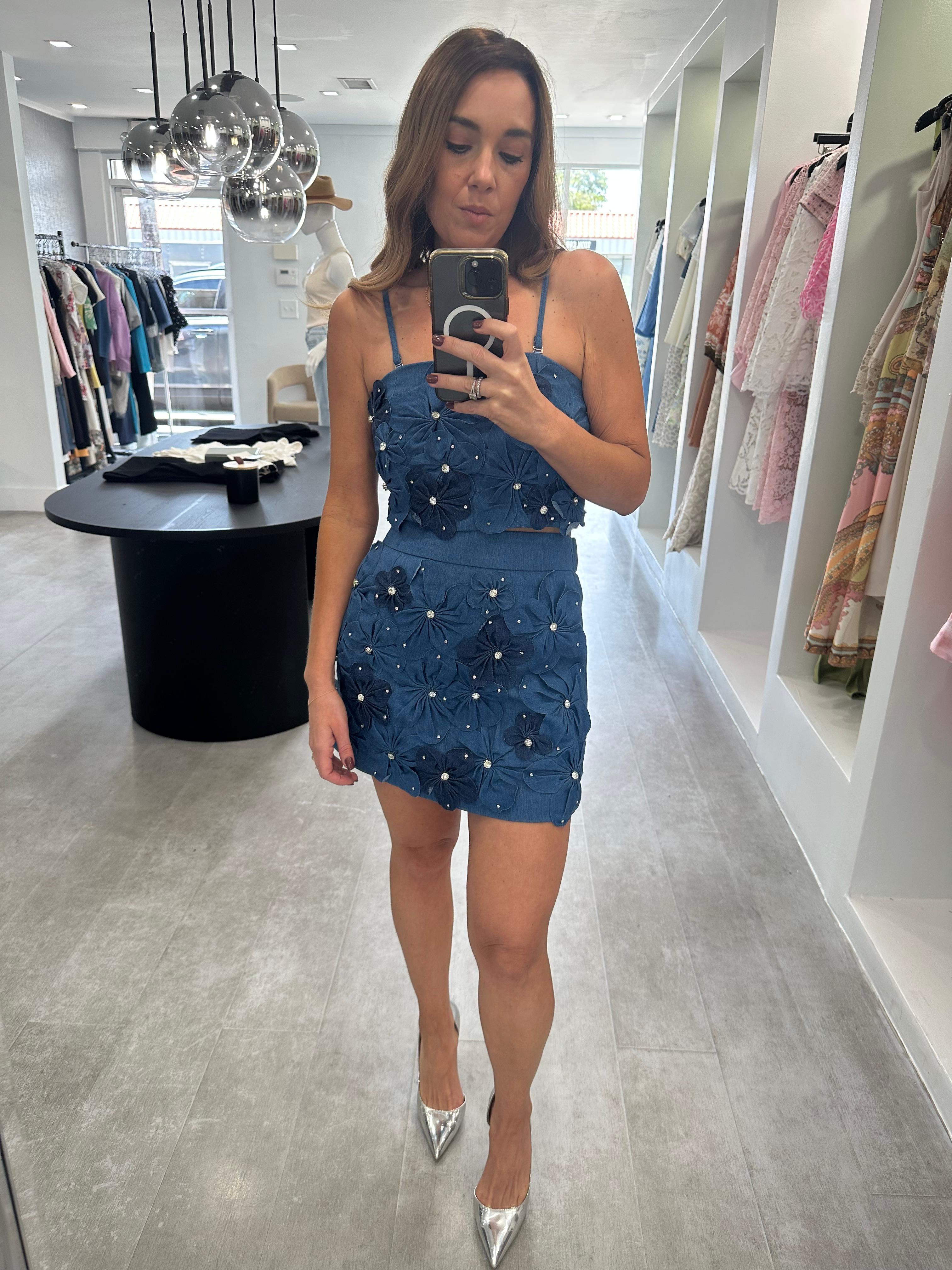 Denim flower mini set