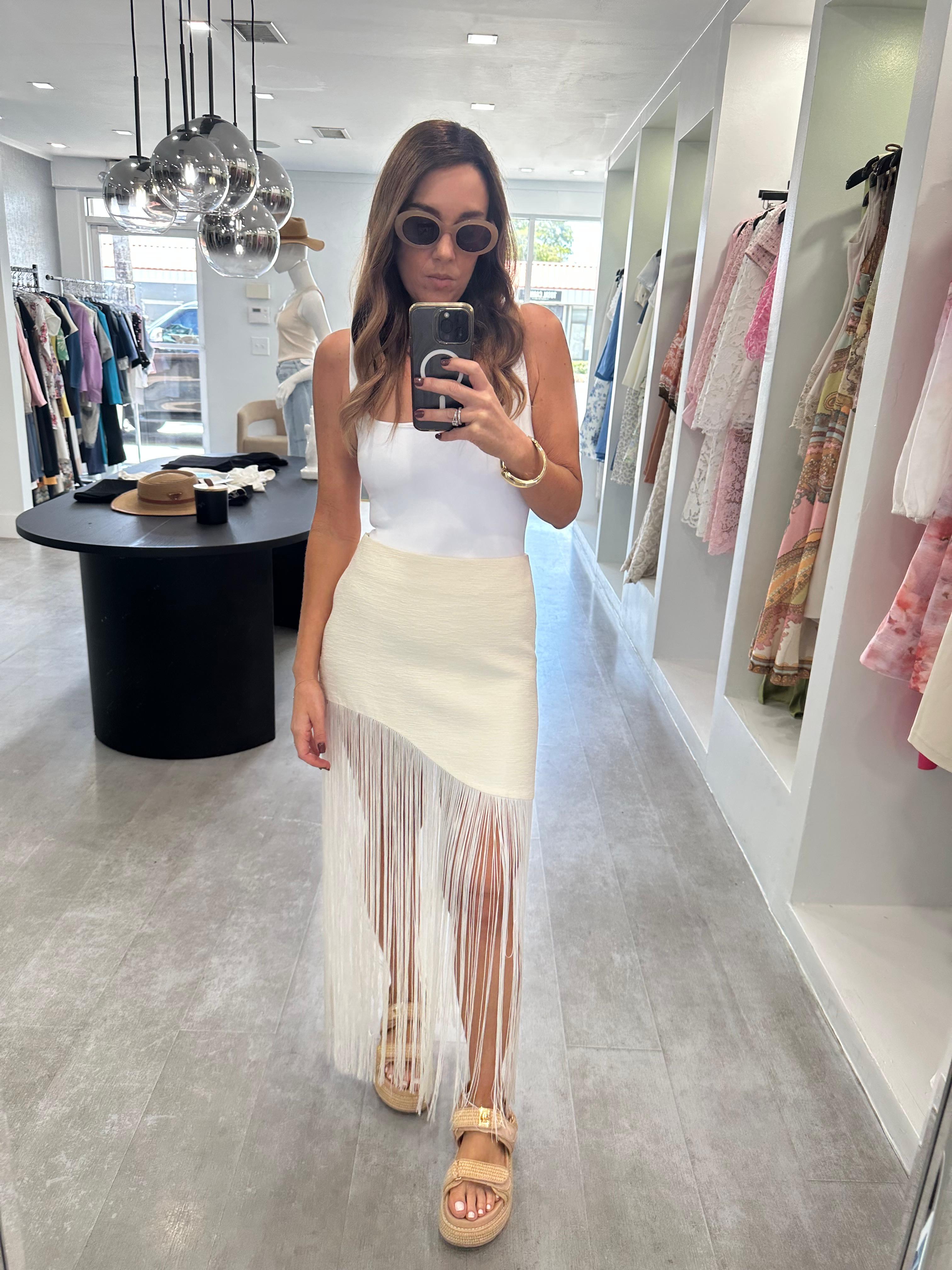 White fringe skirt