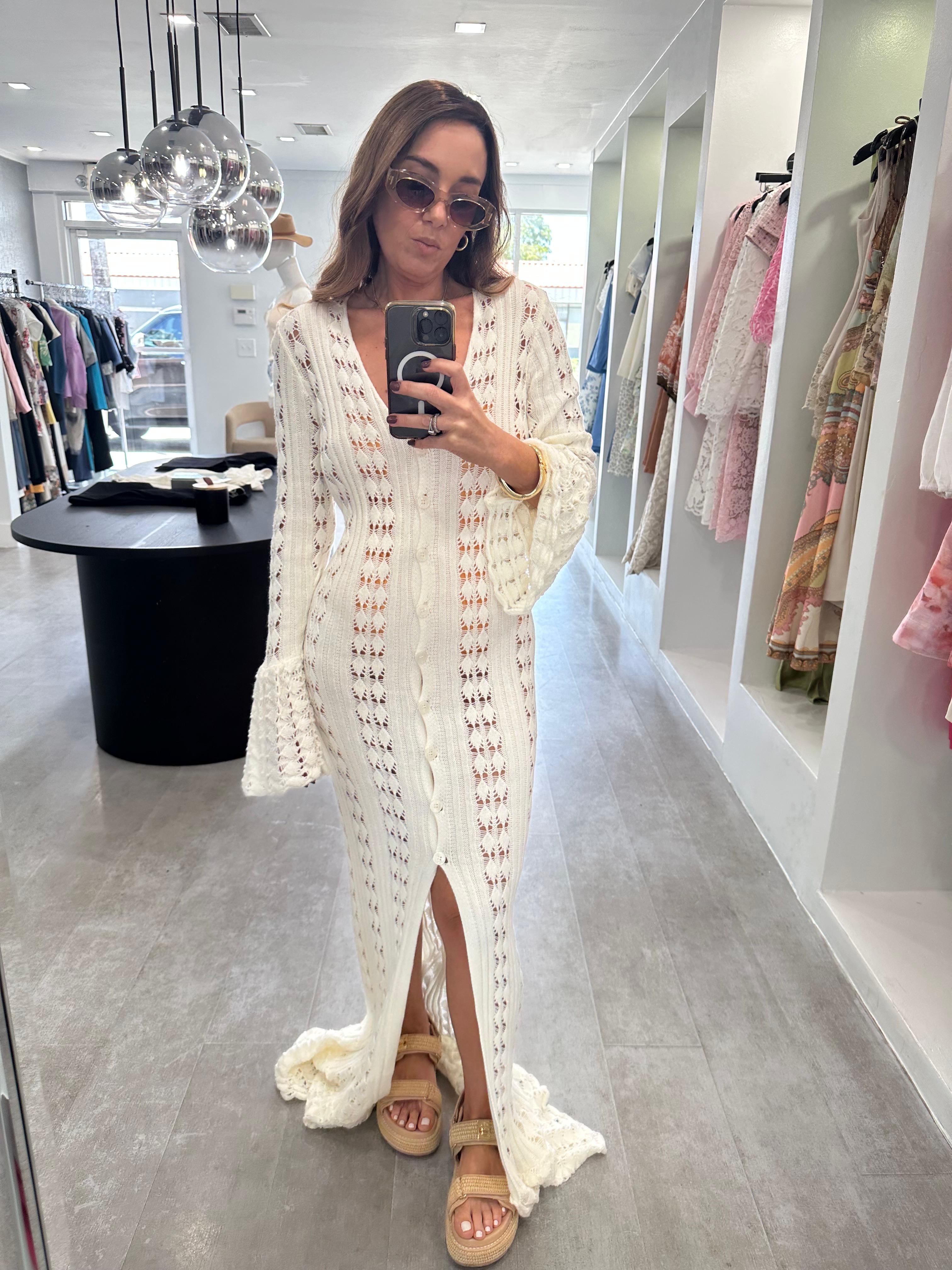 Crochet dress in ivory