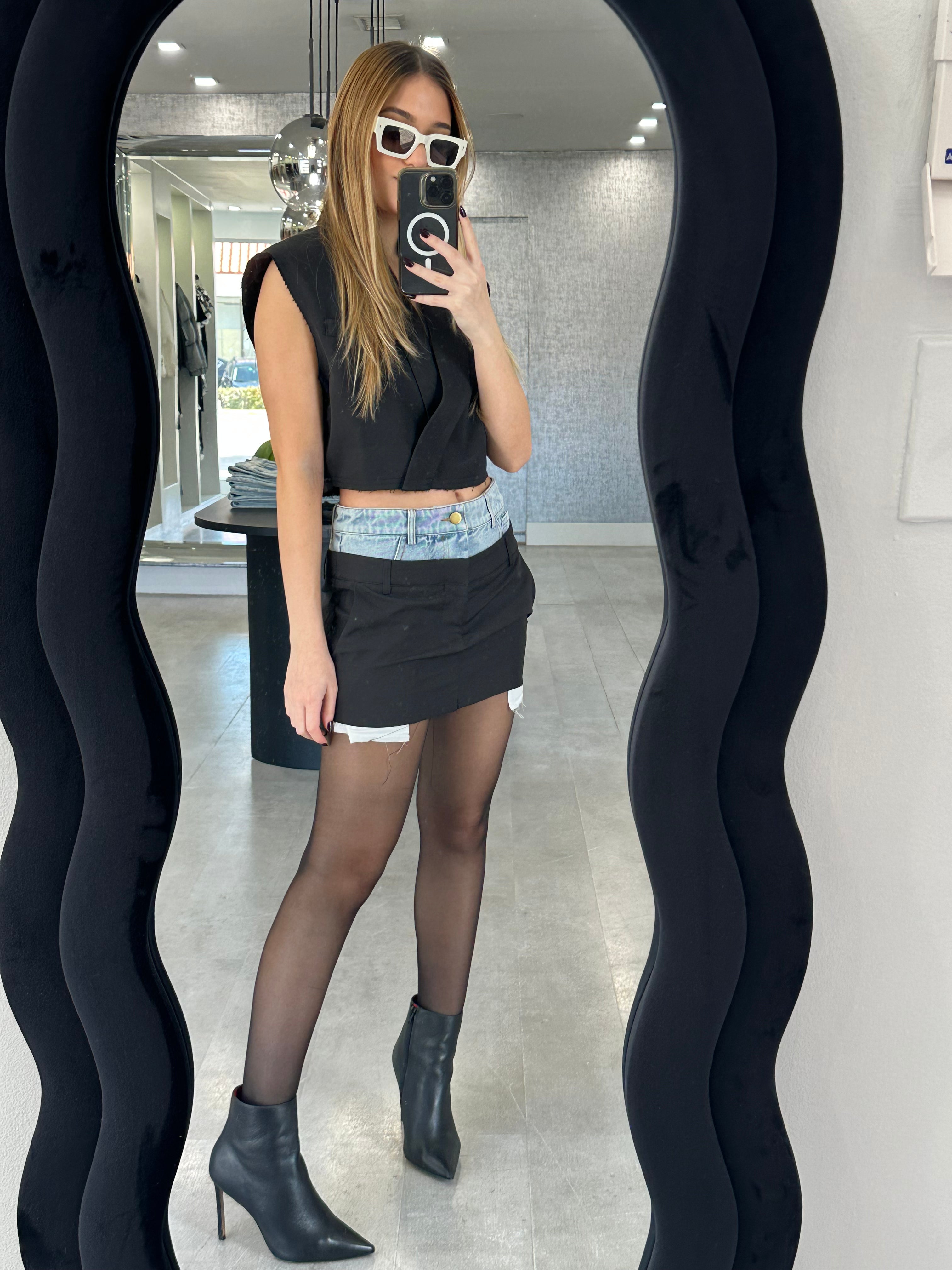 DENIM BlACK MINI SKIRT