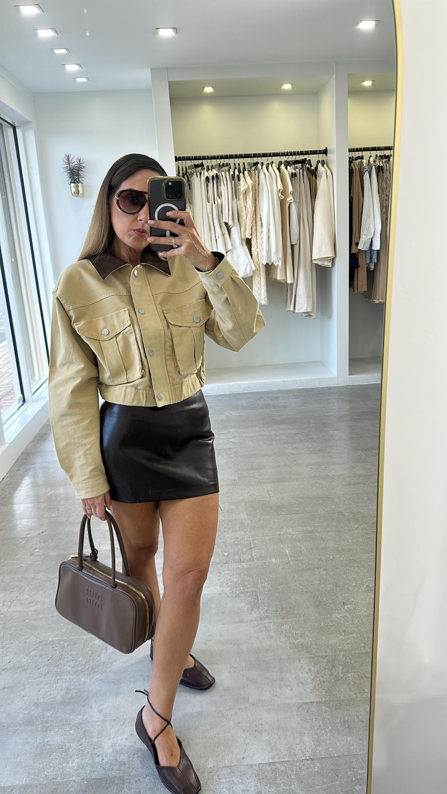 Camel duo bomber jacket