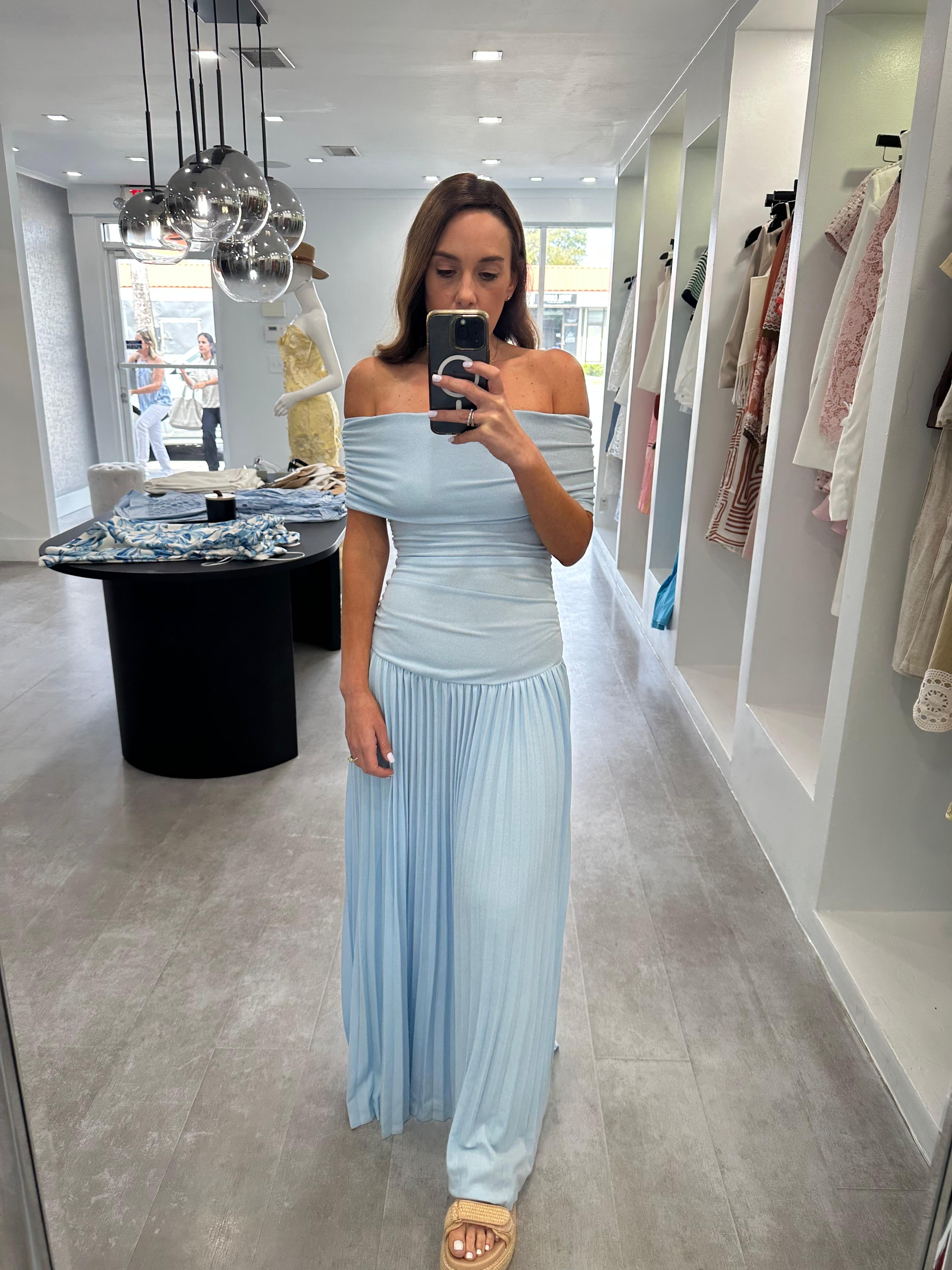 BLUE OFF SHOULDER MAXI
