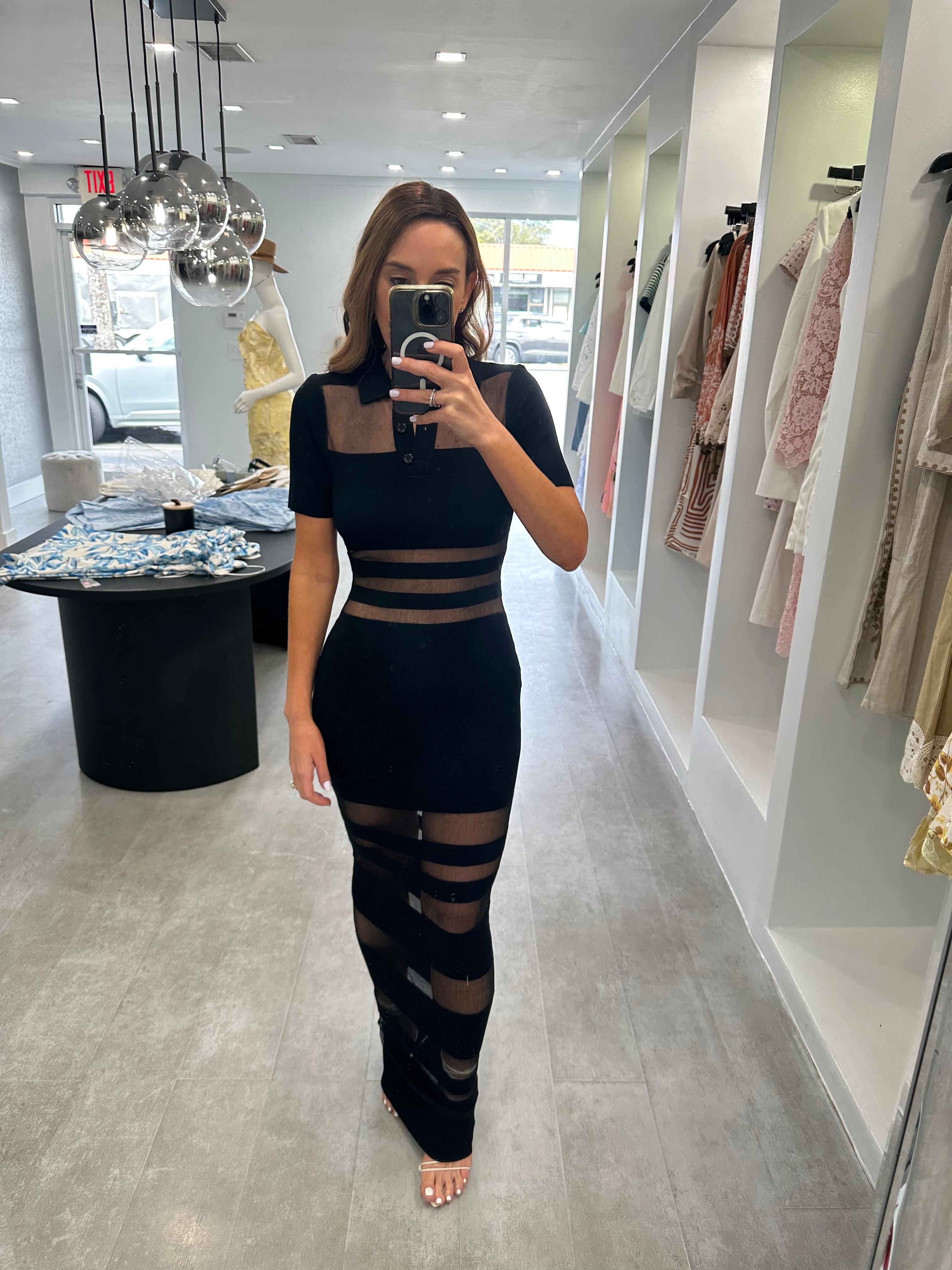 COLLAR MESH DRESS