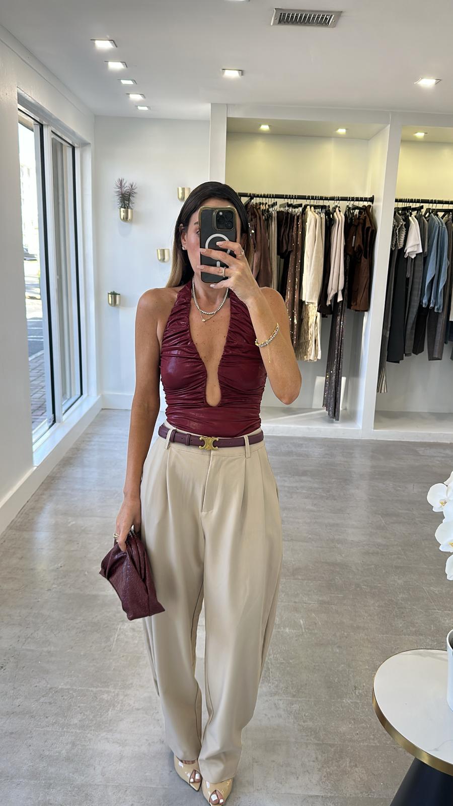 The Bordeaux ruched Top