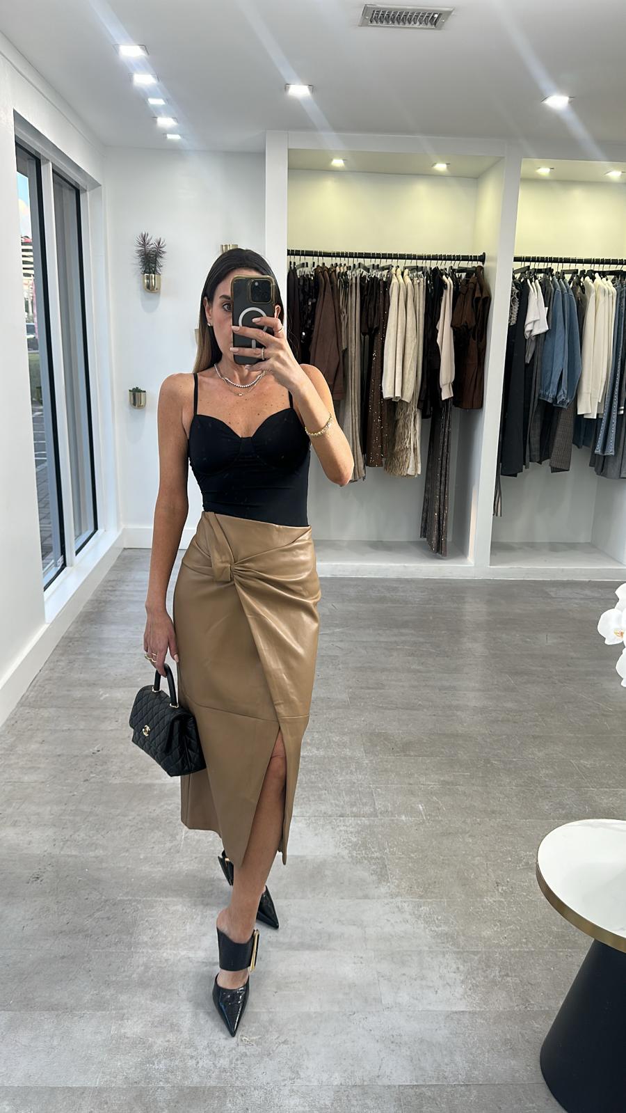 Luxe Knot Leather Skirt