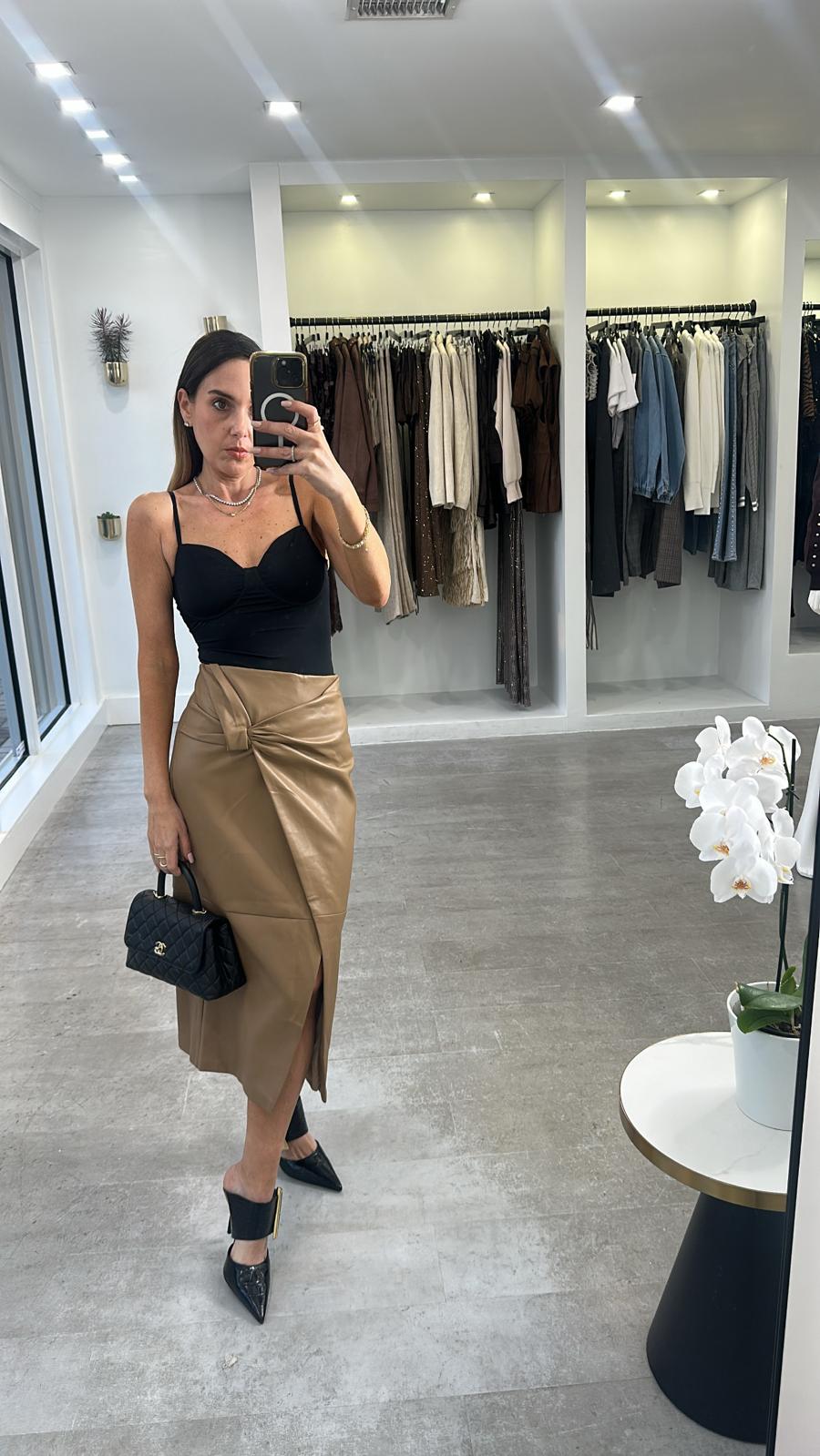 Luxe Knot Leather Skirt