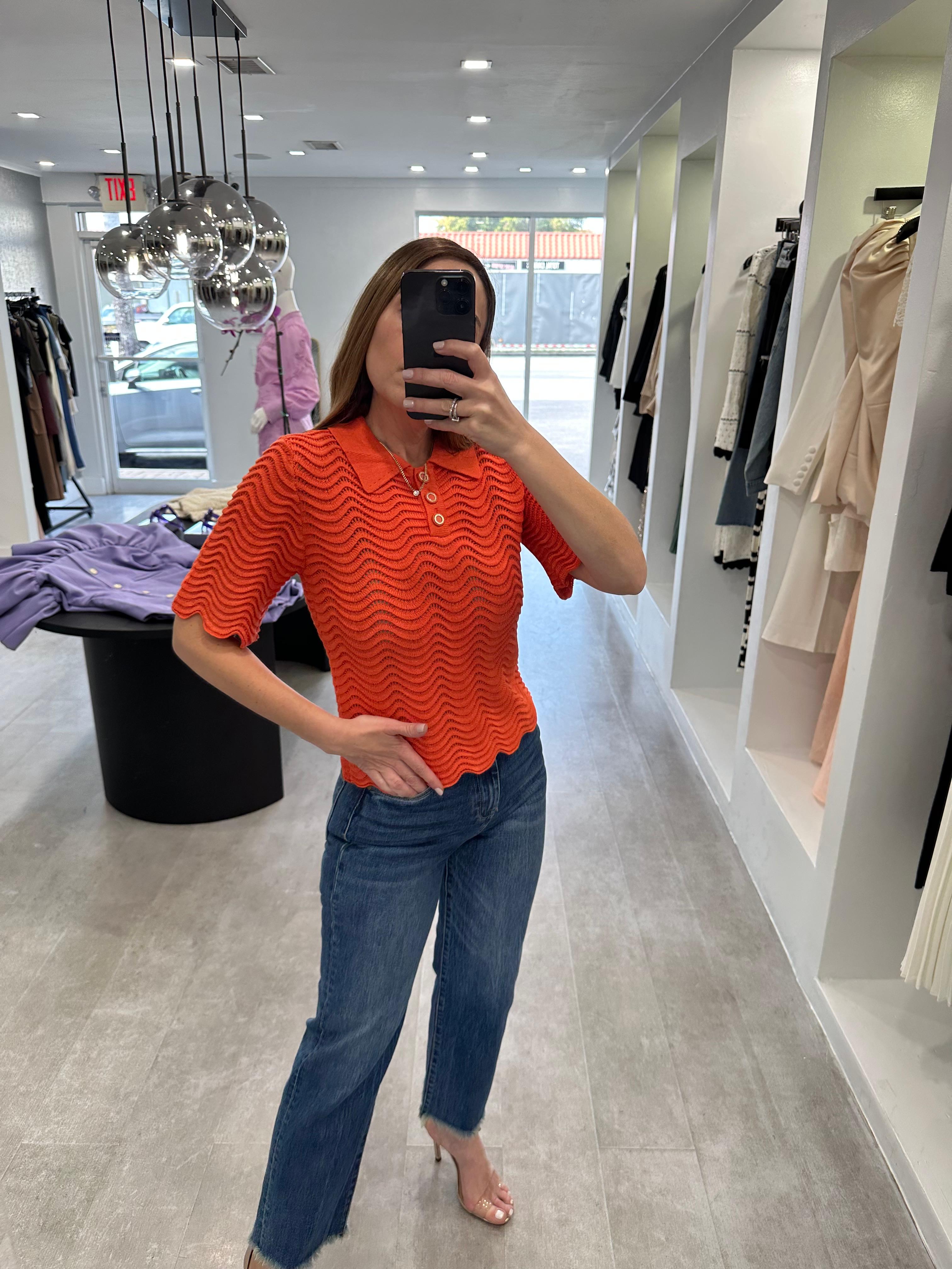 TANGERINE WAVEN TOP