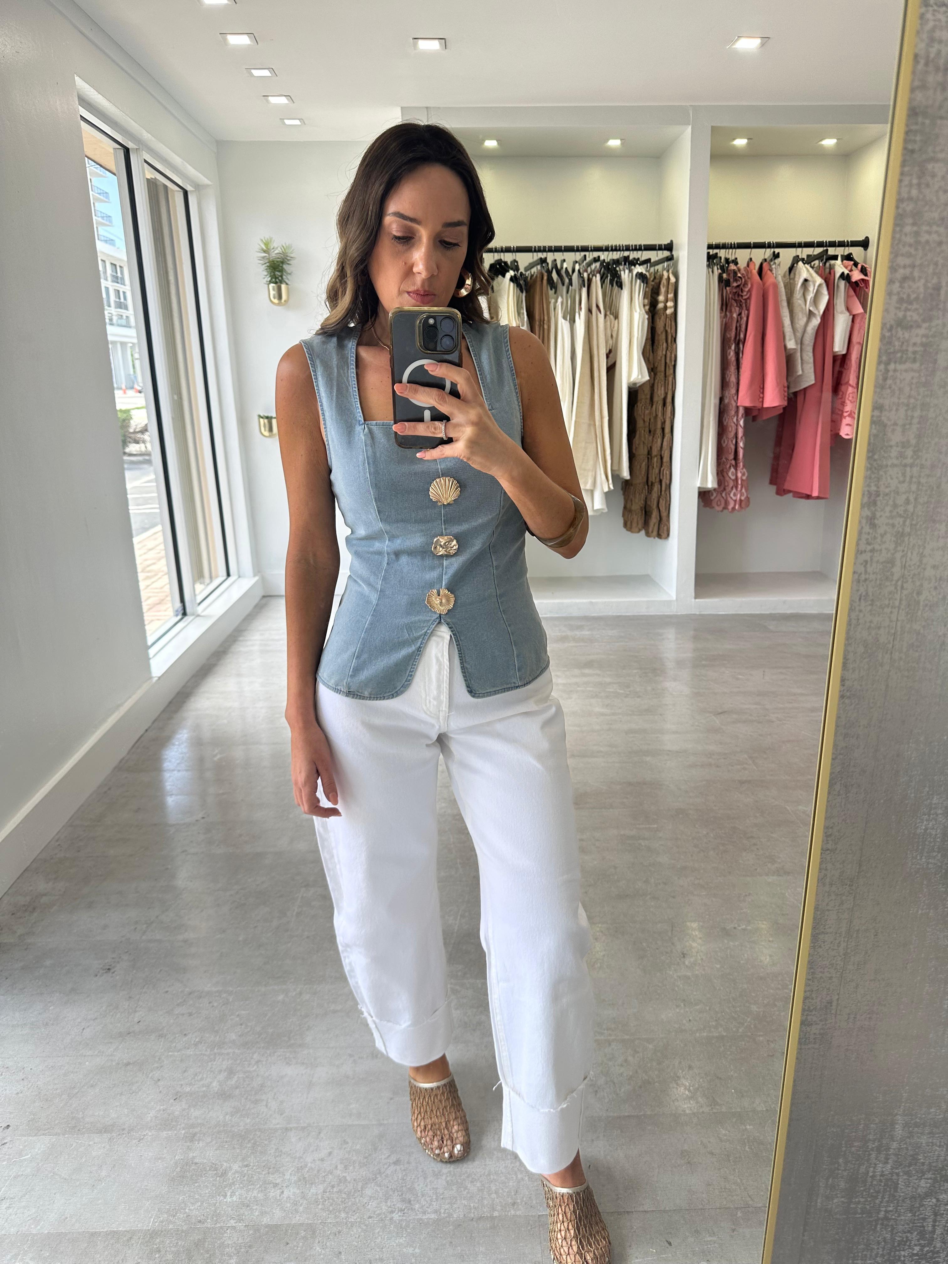 Light denim  gold top