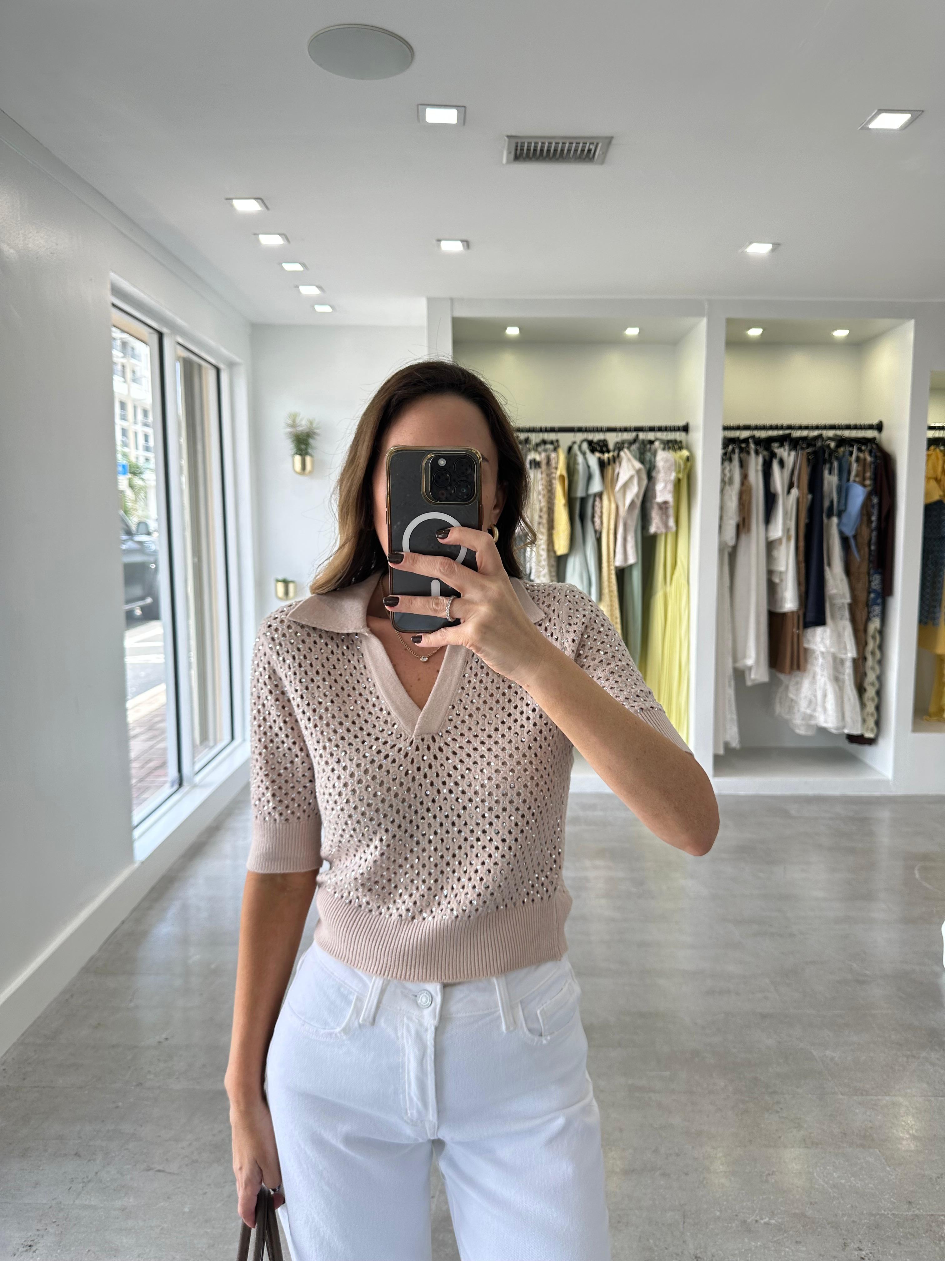 Shiny crochet top