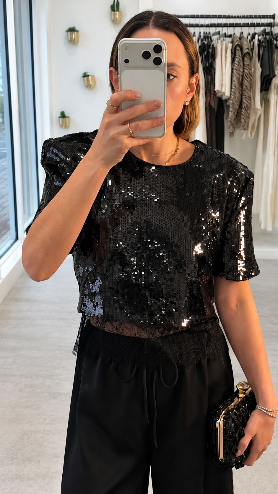 ONYX SEQUIN TOP