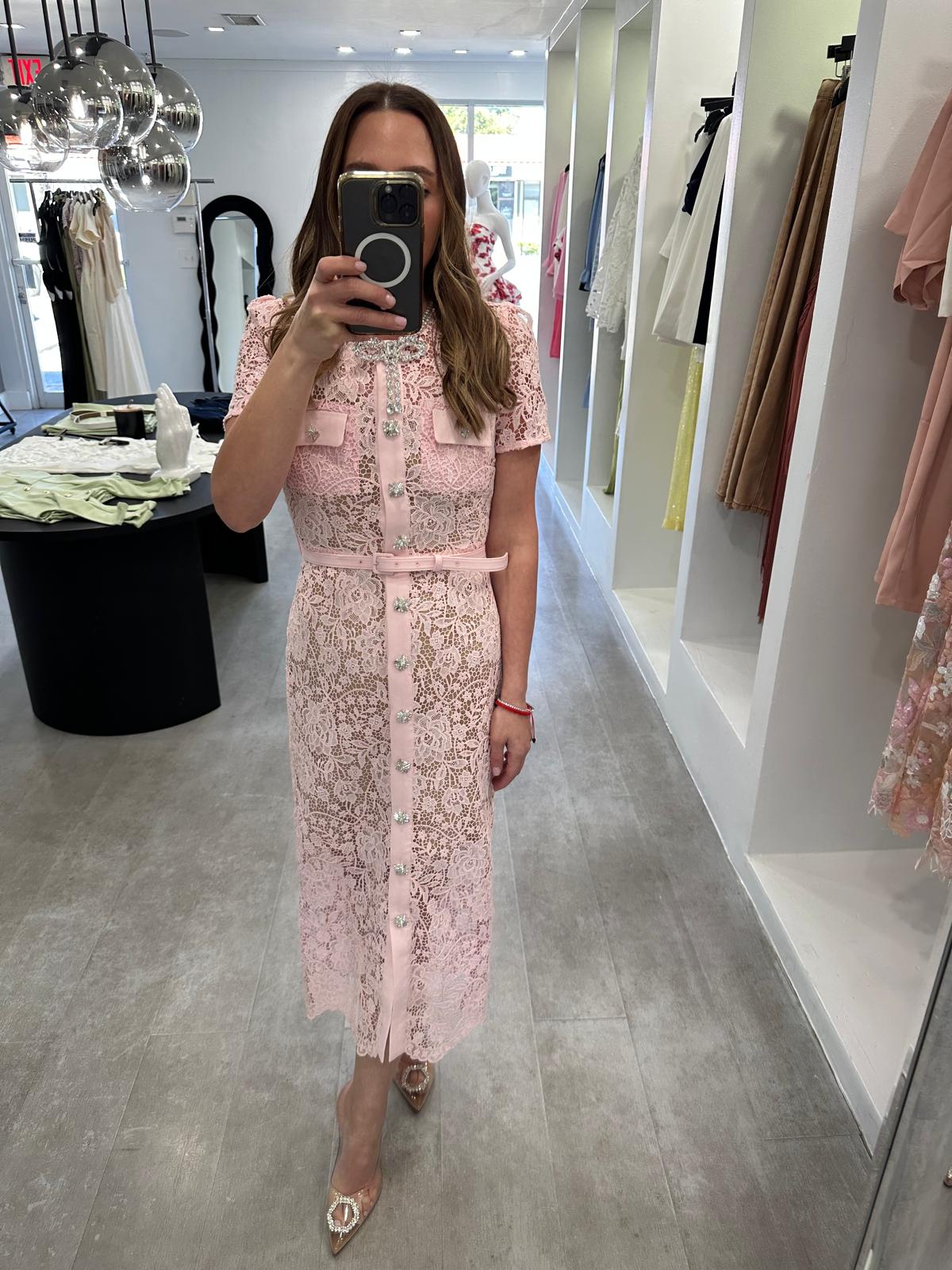 Pink lace diamond dress