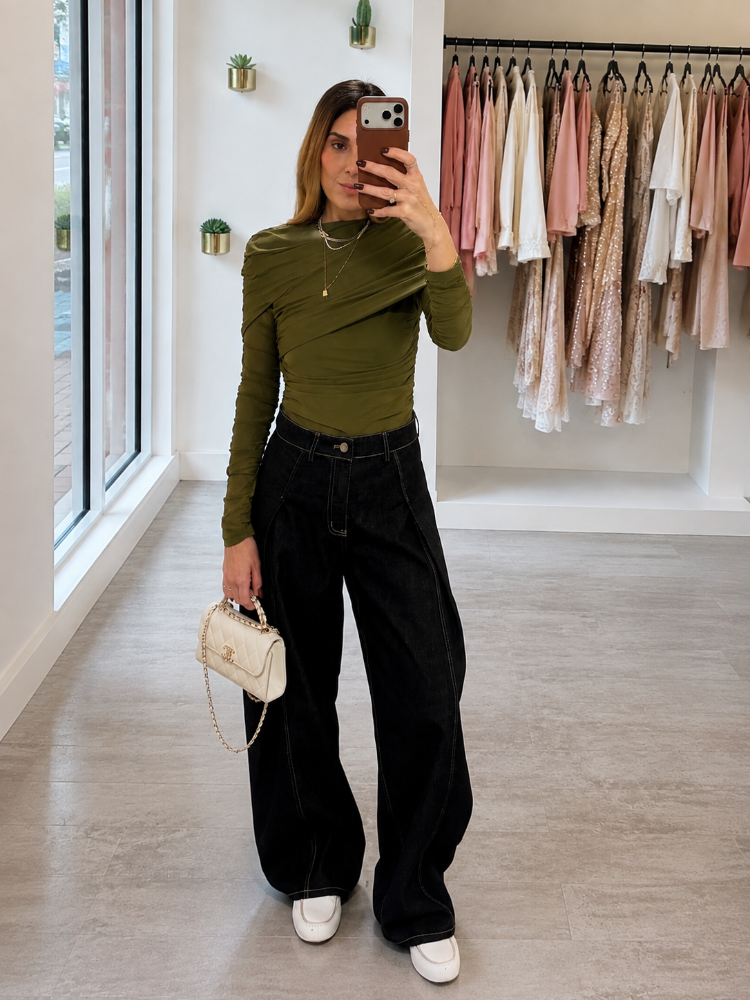 Mesh olive top