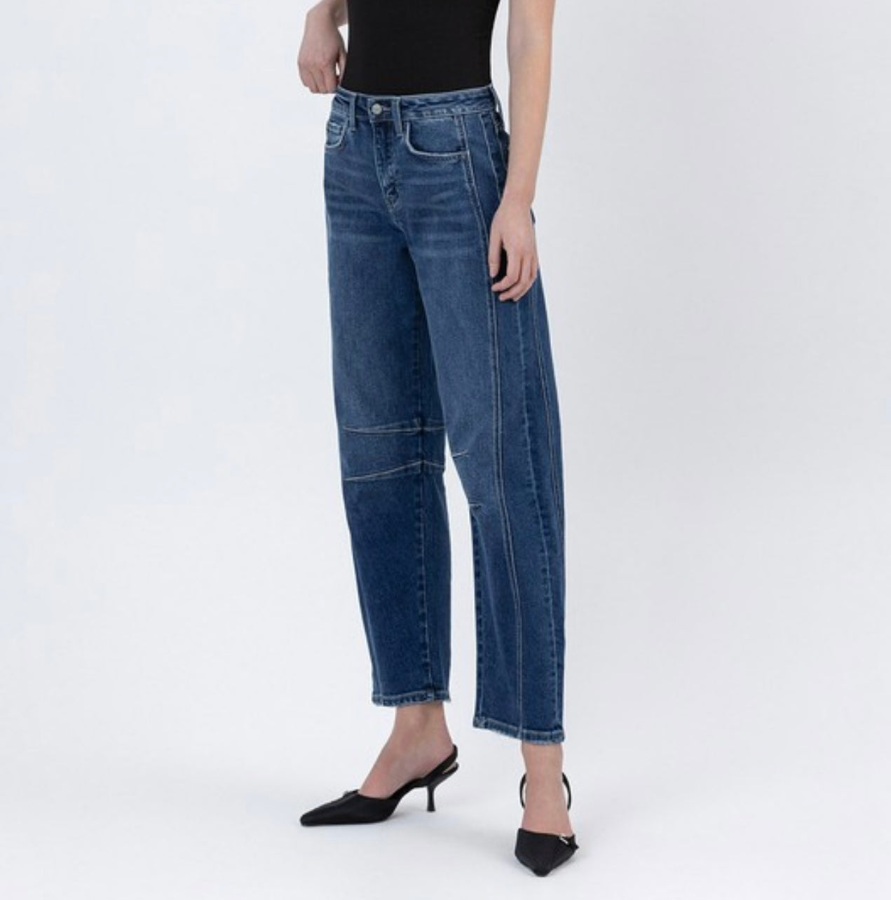 DARK WASH BARREL JEANS